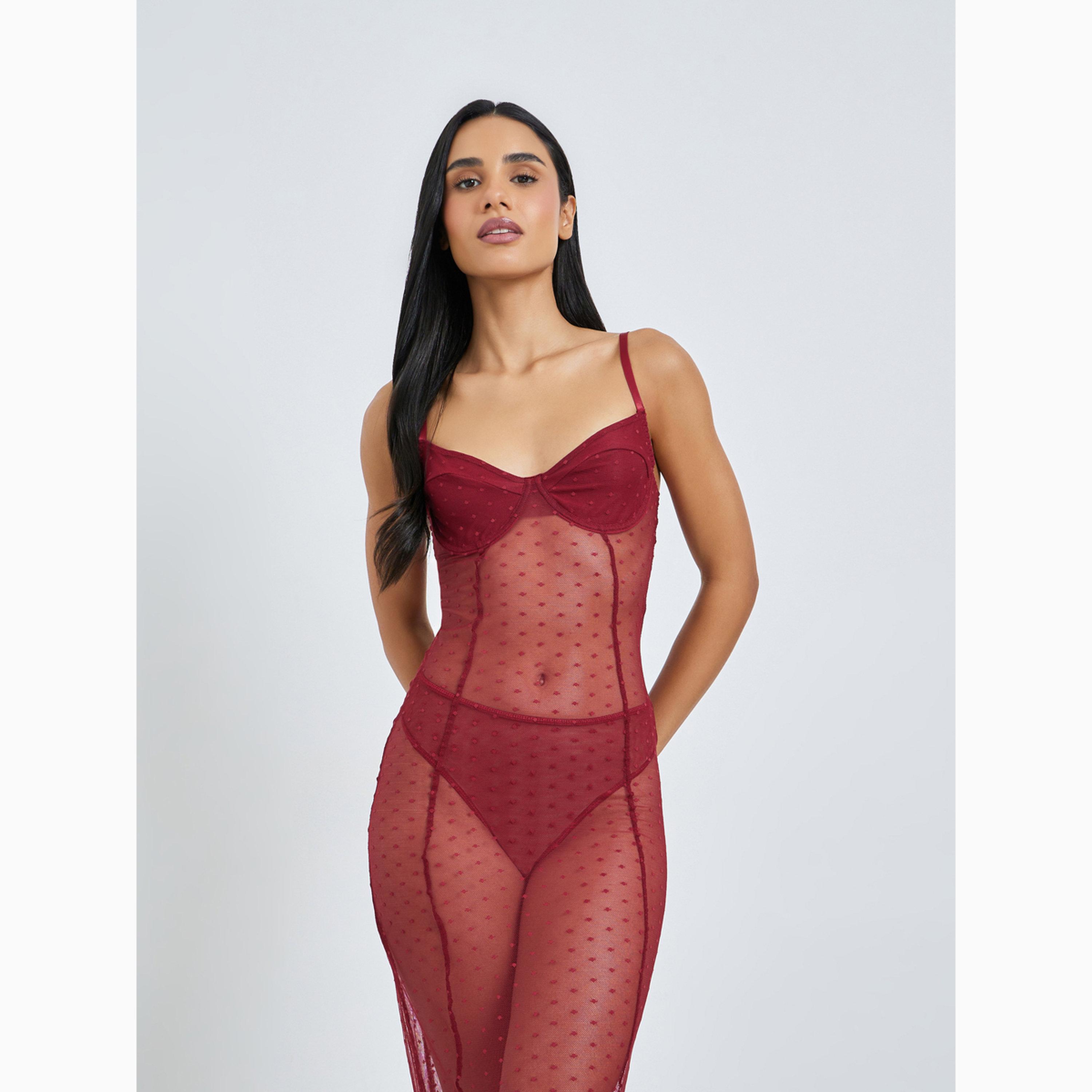 Styli Swiss Dot Padded Wired Slip With Breifs-women-clothing-lingerie-lingeriesets-image-2