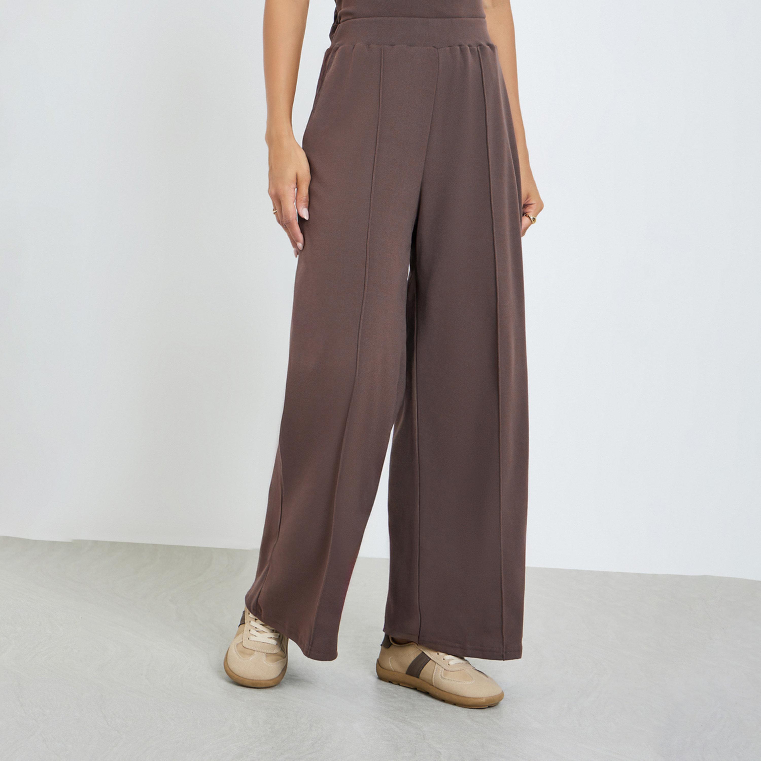 جوغر محبوك بأرجل واسعة-women-clothing-bottoms-joggers-image-1