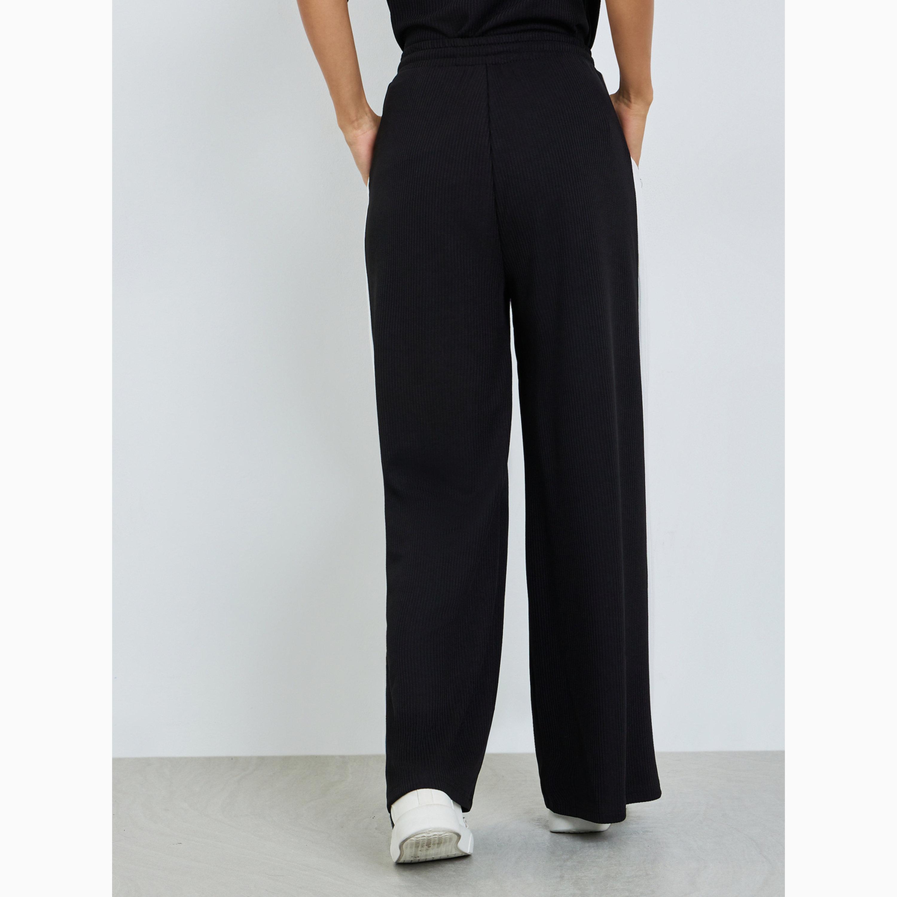 Styli Black Wide Leg Joggers with Side Stripe-women-clothing-bottoms-joggers-image-4