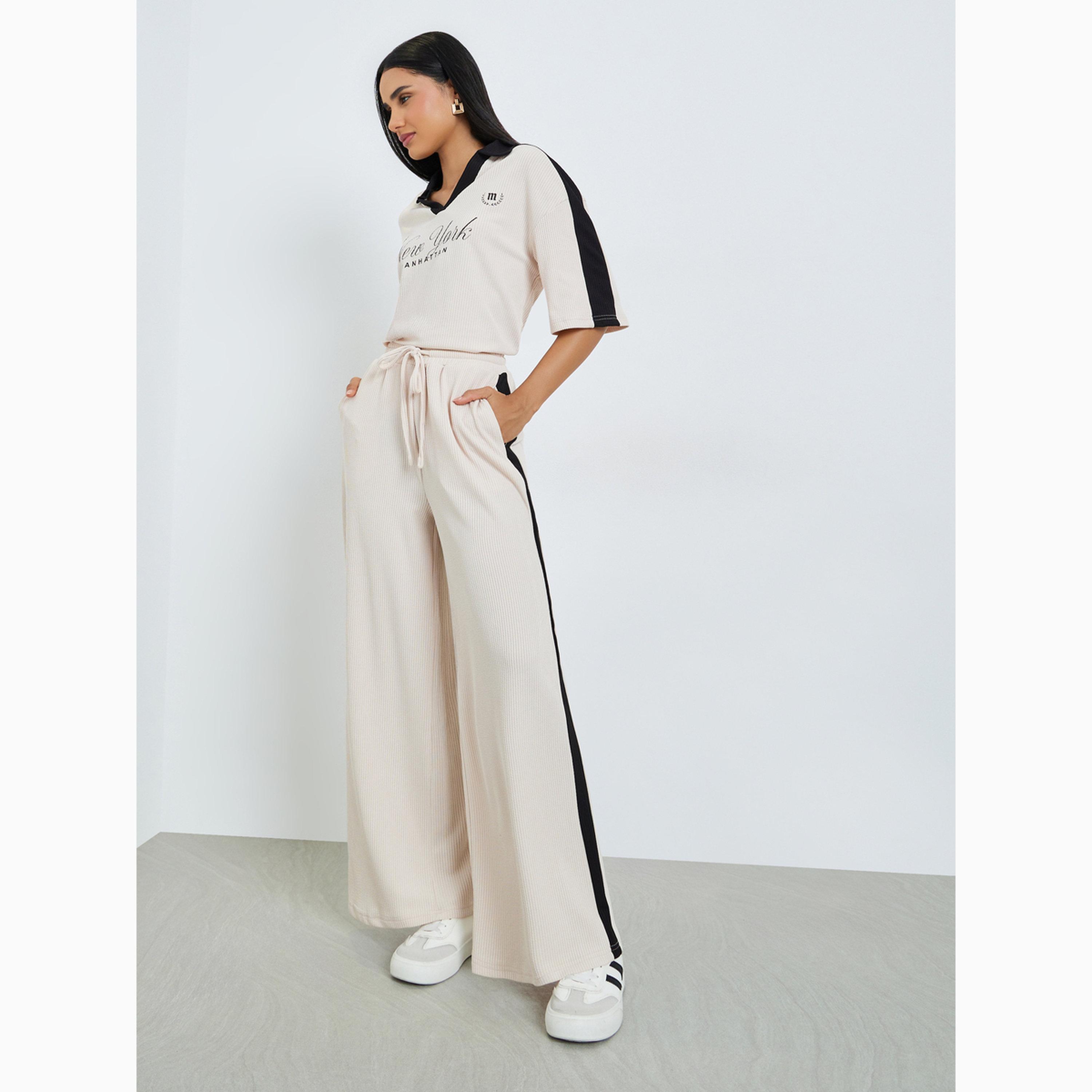 جوغر بأرجل واسعة وشريط جانبي-women-clothing-bottoms-joggers-image-2