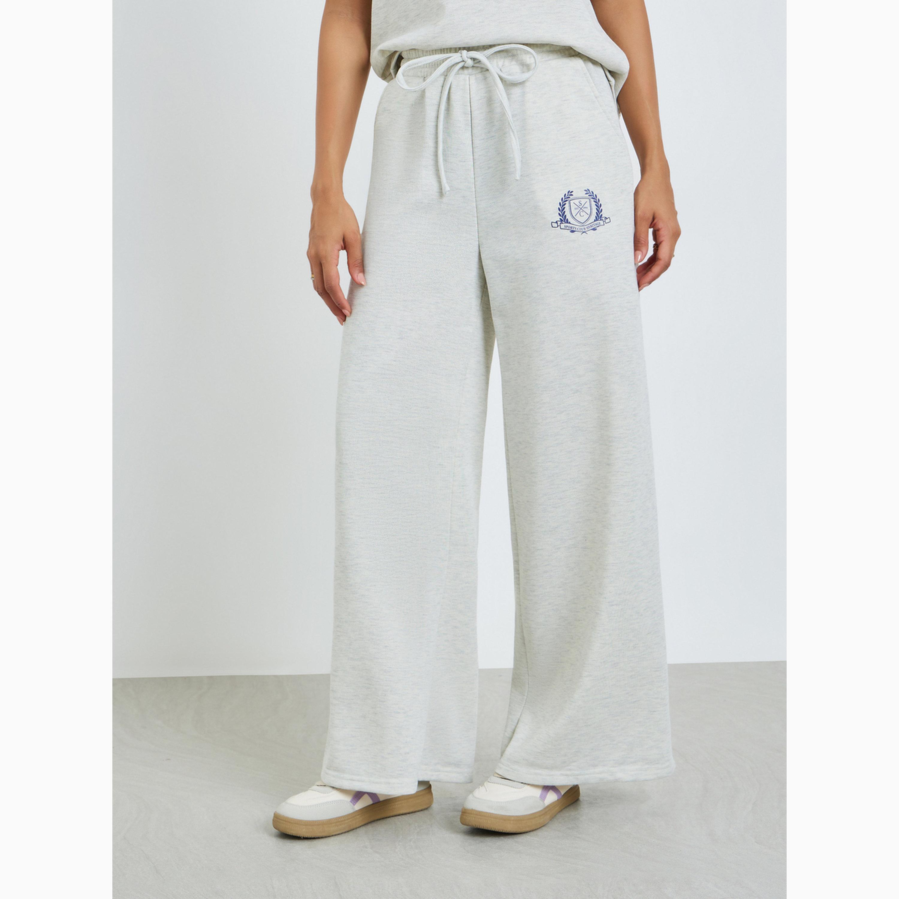 Styli Grey Wide Leg Joggers with Side Pocket-women-clothing-bottoms-joggers-image-1