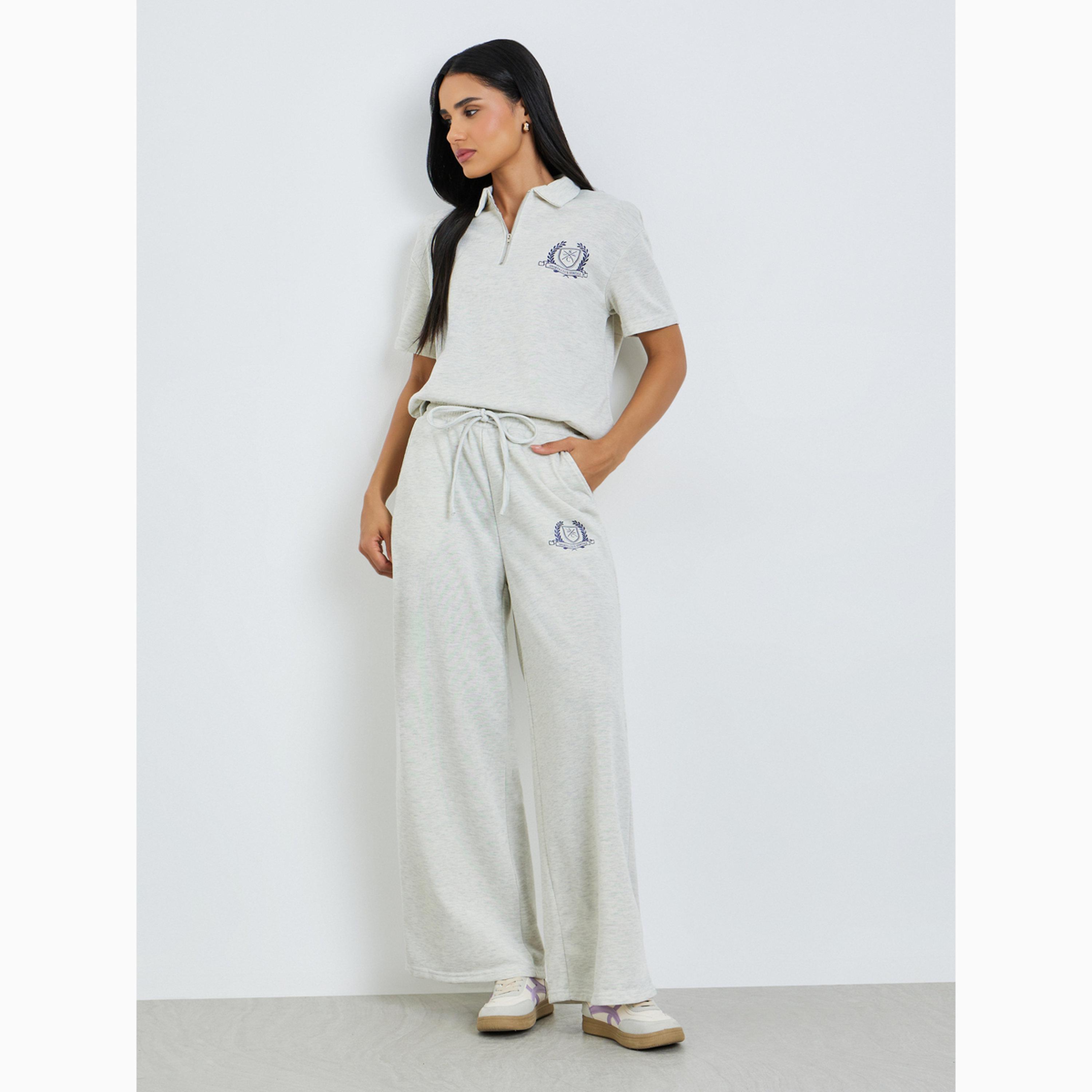 Styli Grey Wide Leg Joggers with Side Pocket-women-clothing-bottoms-joggers-image-2