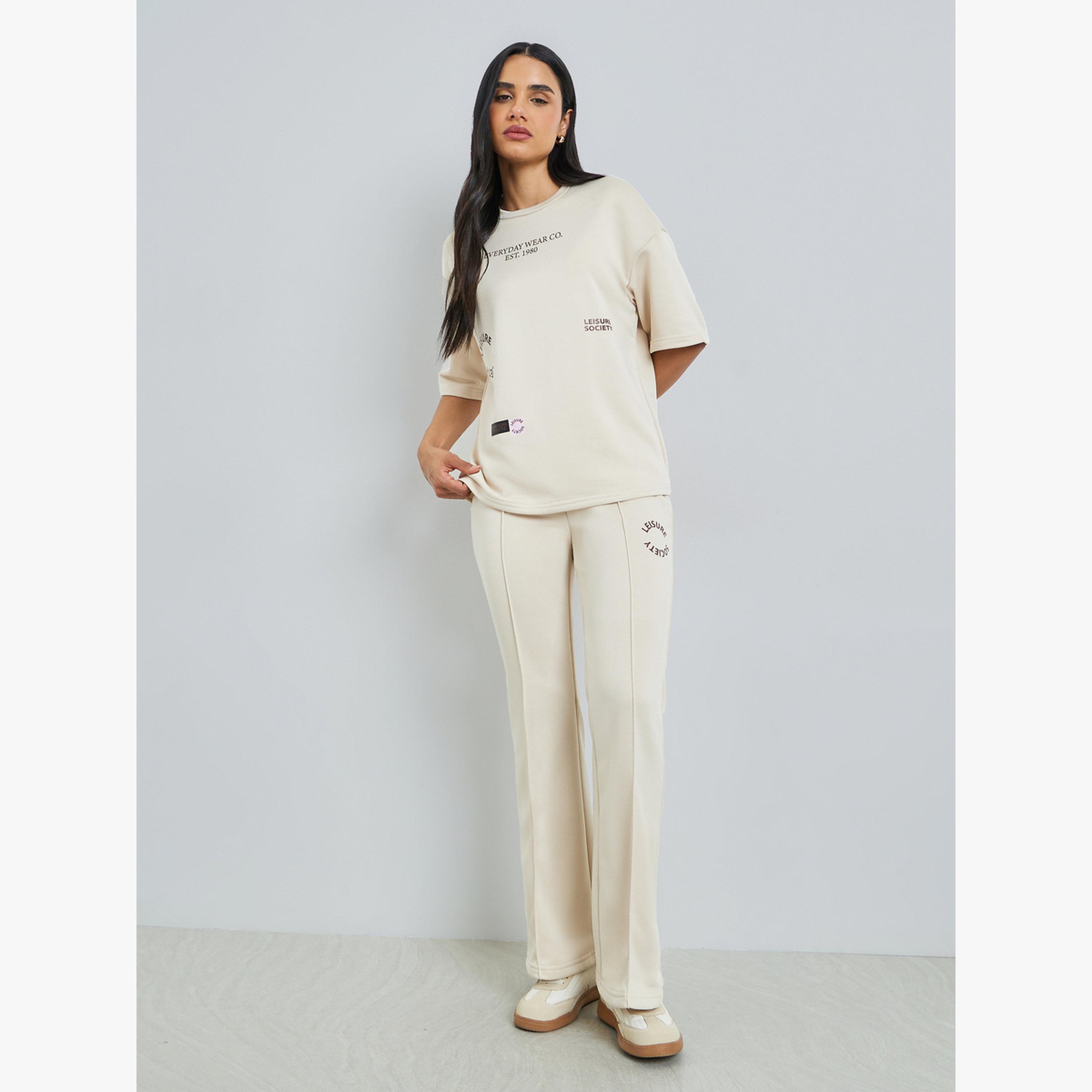 Styli Cream Oversized Placement Print Terry T-Shirt-women-clothing-tshirts-image-2