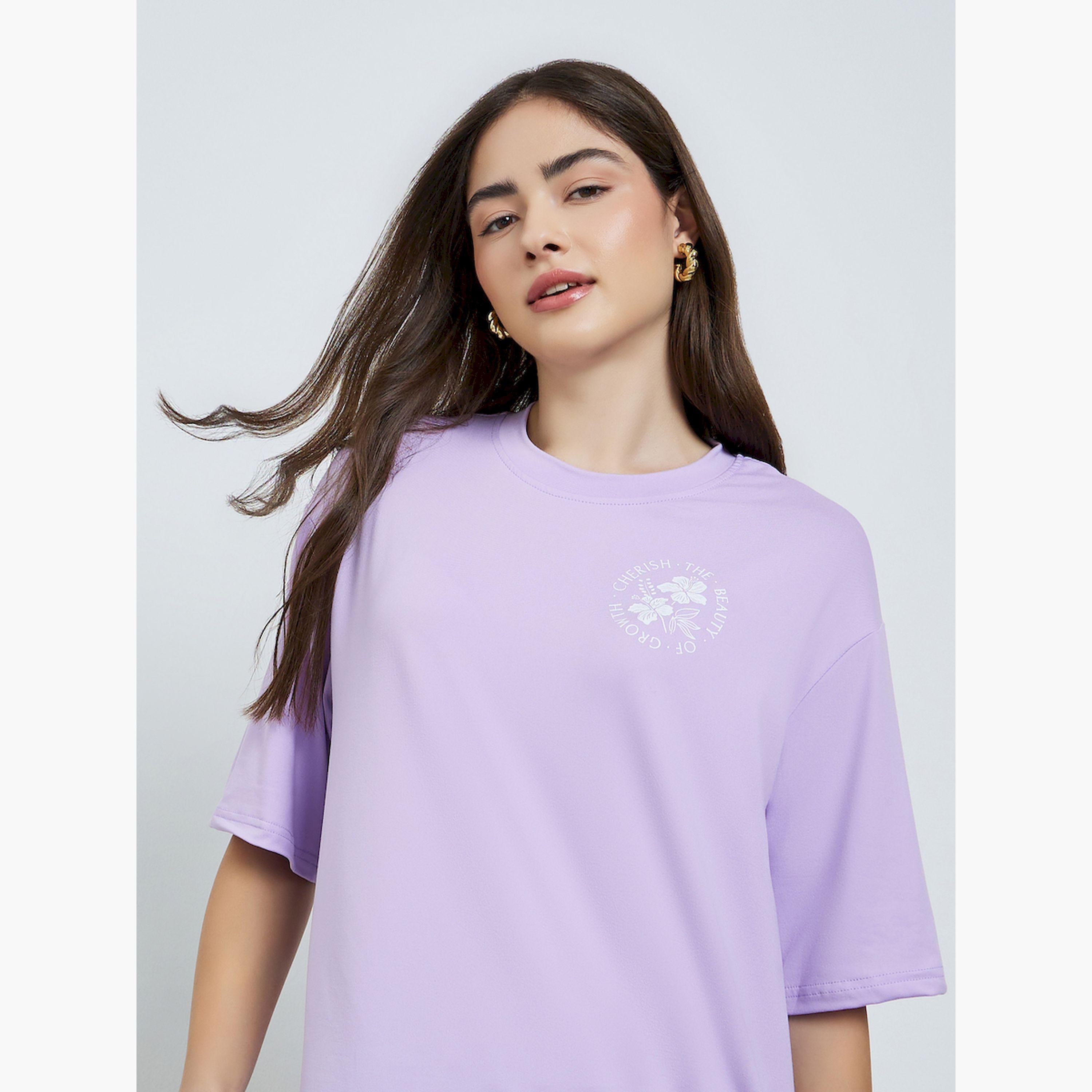 تيشيرت واسع بطبعة زهور جرافيك-women-clothing-tshirts-image-3
