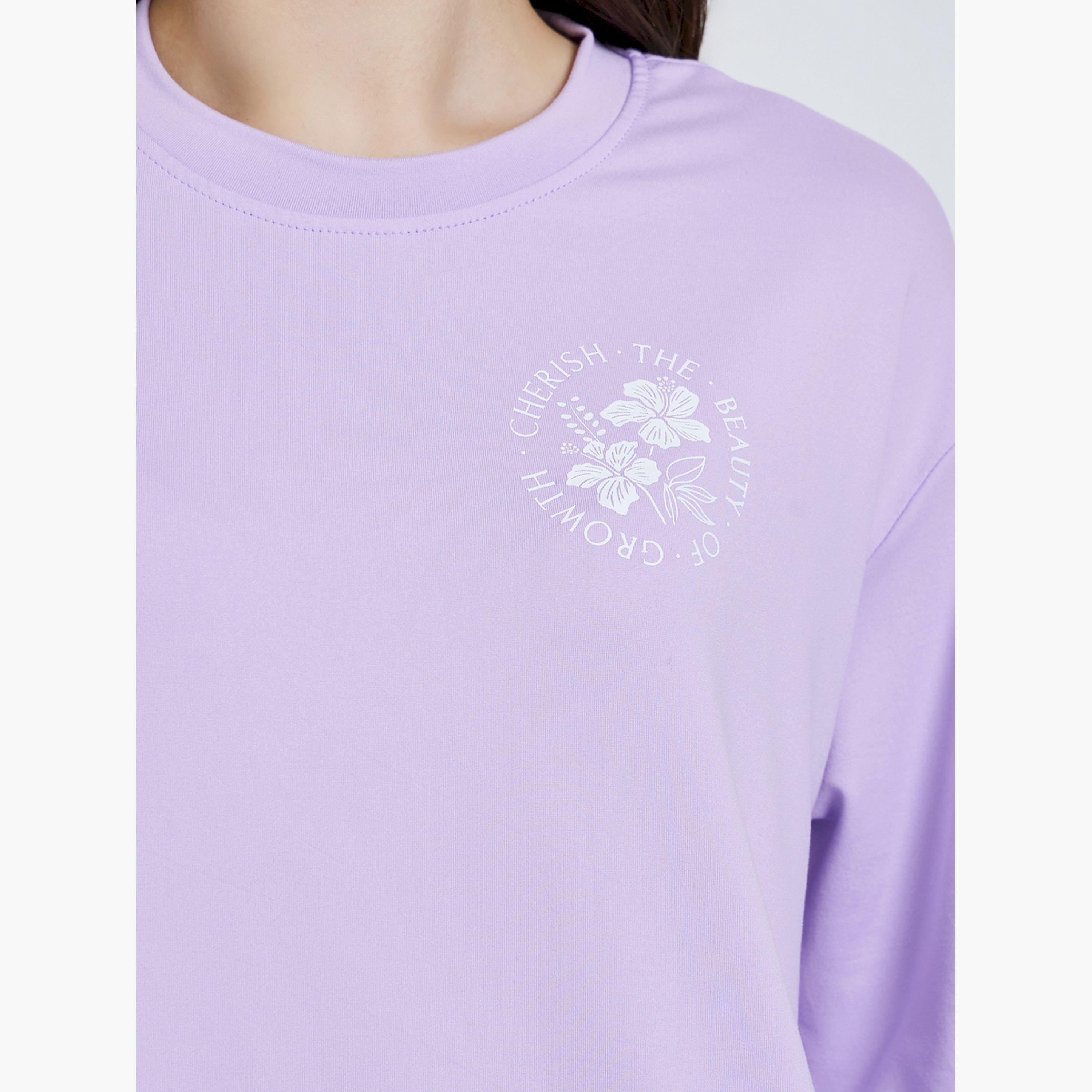 تيشيرت واسع بطبعة زهور جرافيك-women-clothing-tshirts-image-5