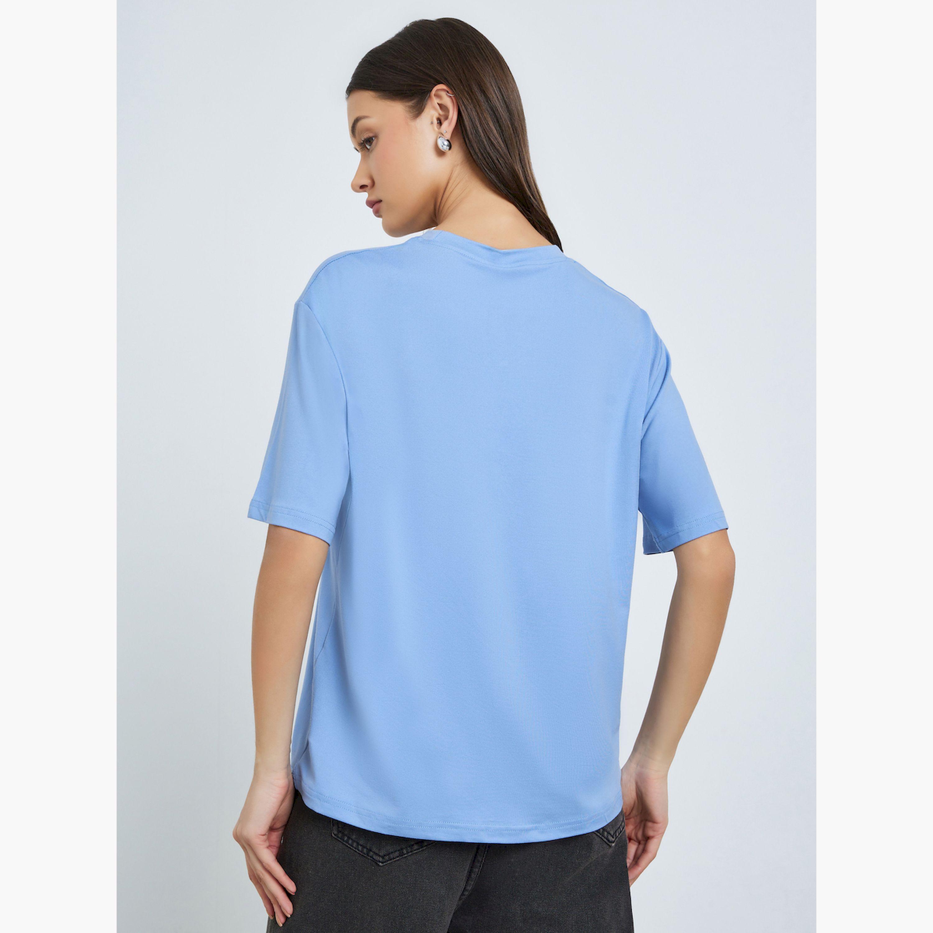 Styli Blue Graphic Floral Print Oversized T-Shirt-women-clothing-tshirts-image-4