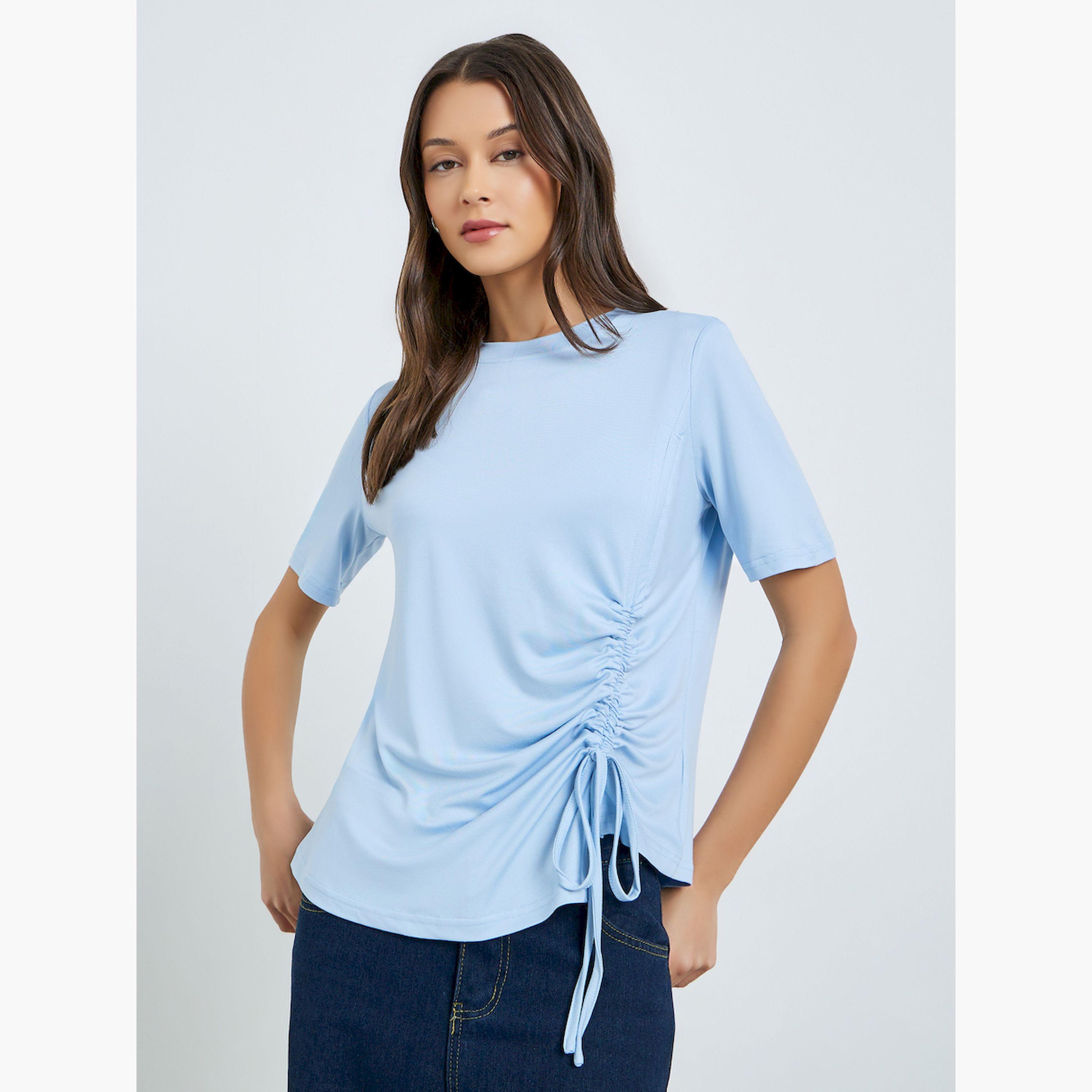 تيشيرت محبوك برباط قابل للتعديل-women-clothing-tshirts-image-1