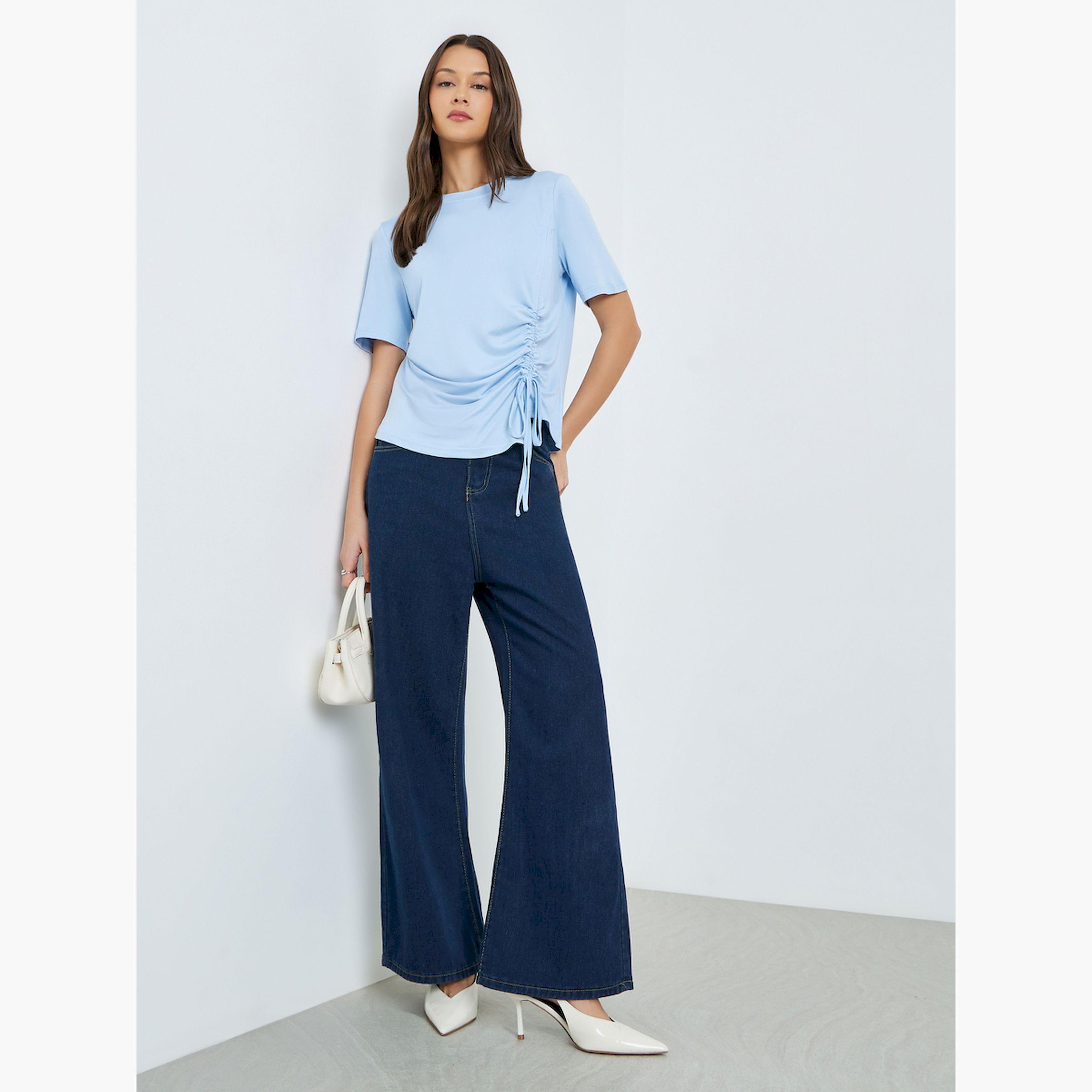 تيشيرت محبوك برباط قابل للتعديل-women-clothing-tshirts-image-2