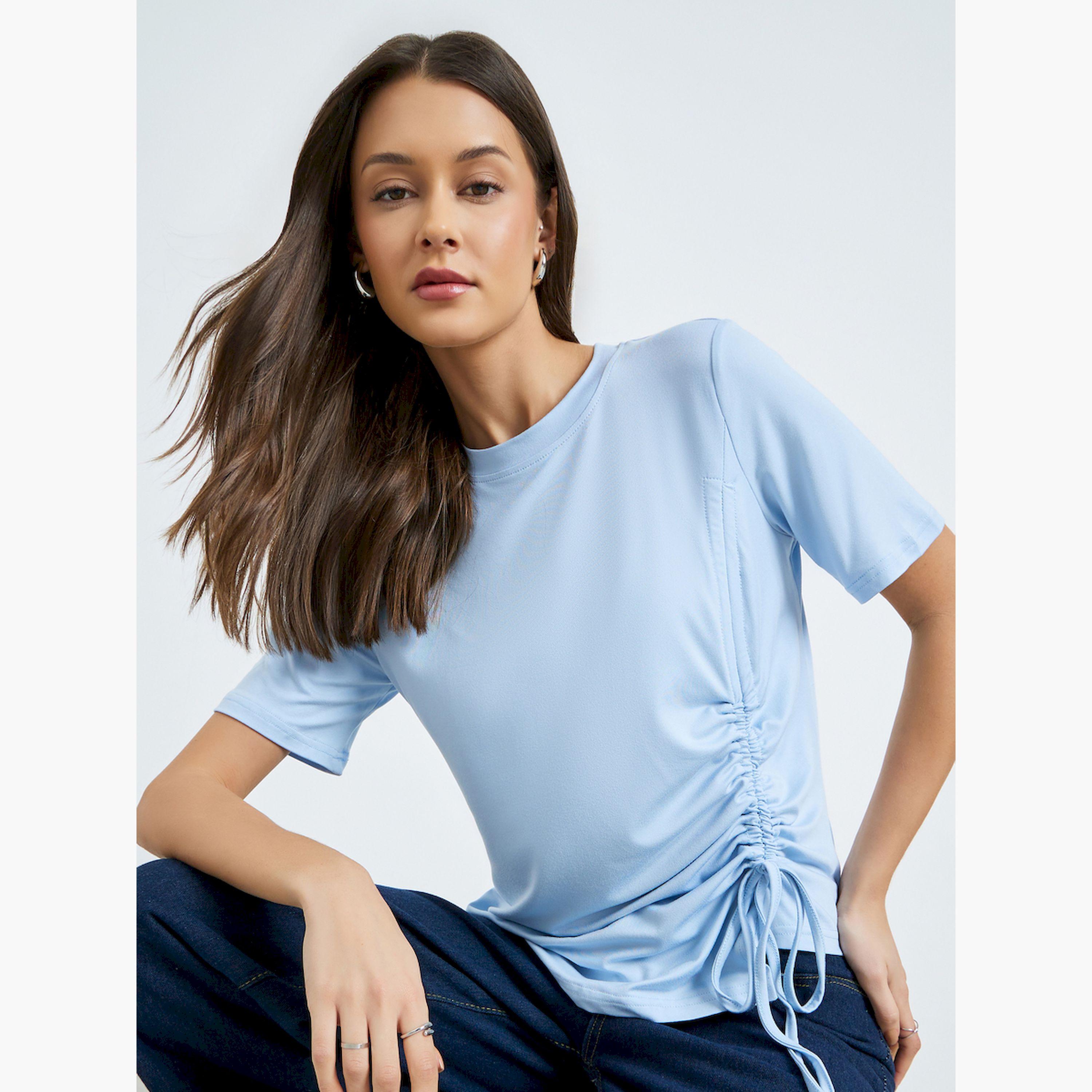 تيشيرت محبوك برباط قابل للتعديل-women-clothing-tshirts-image-3