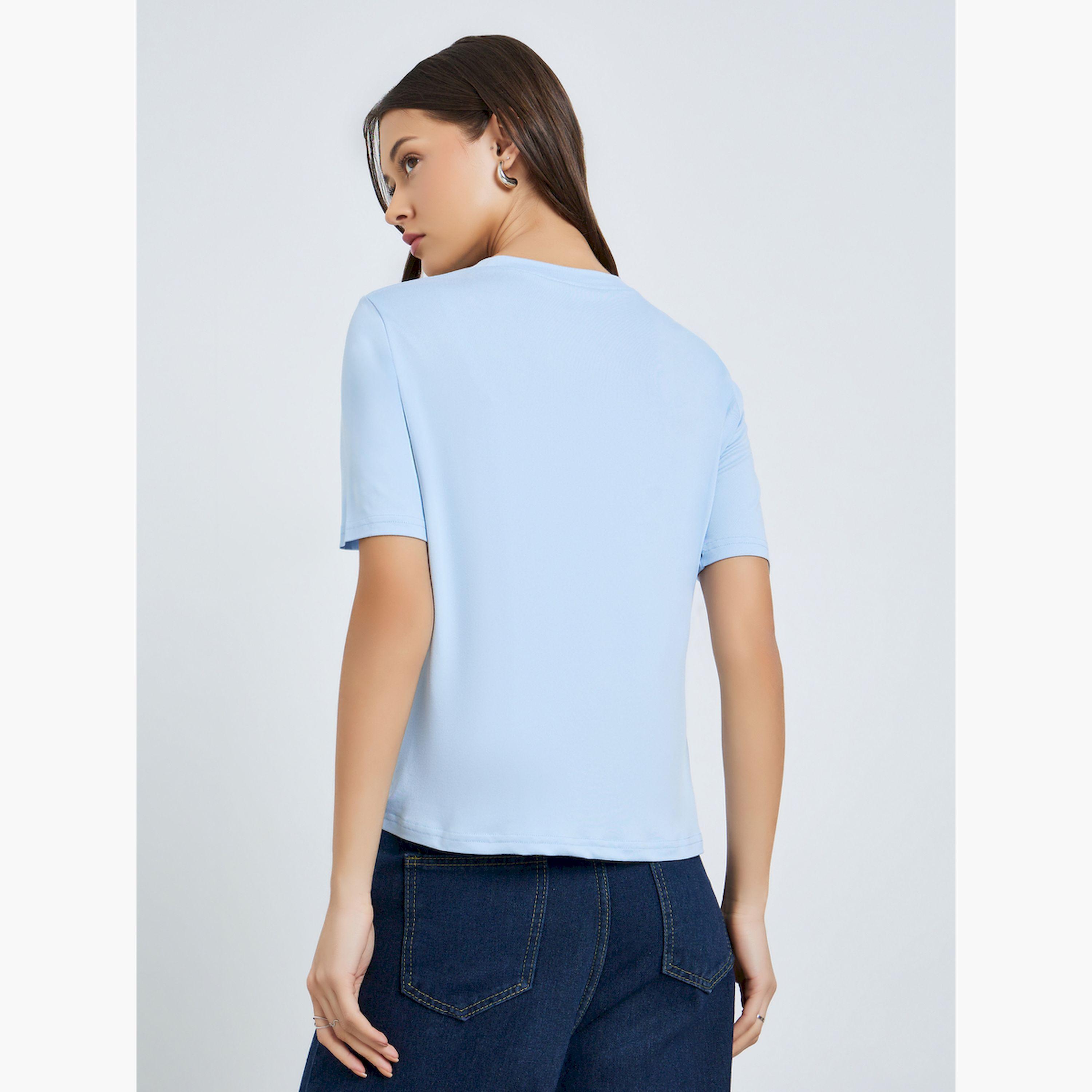 تيشيرت محبوك برباط قابل للتعديل-women-clothing-tshirts-image-4