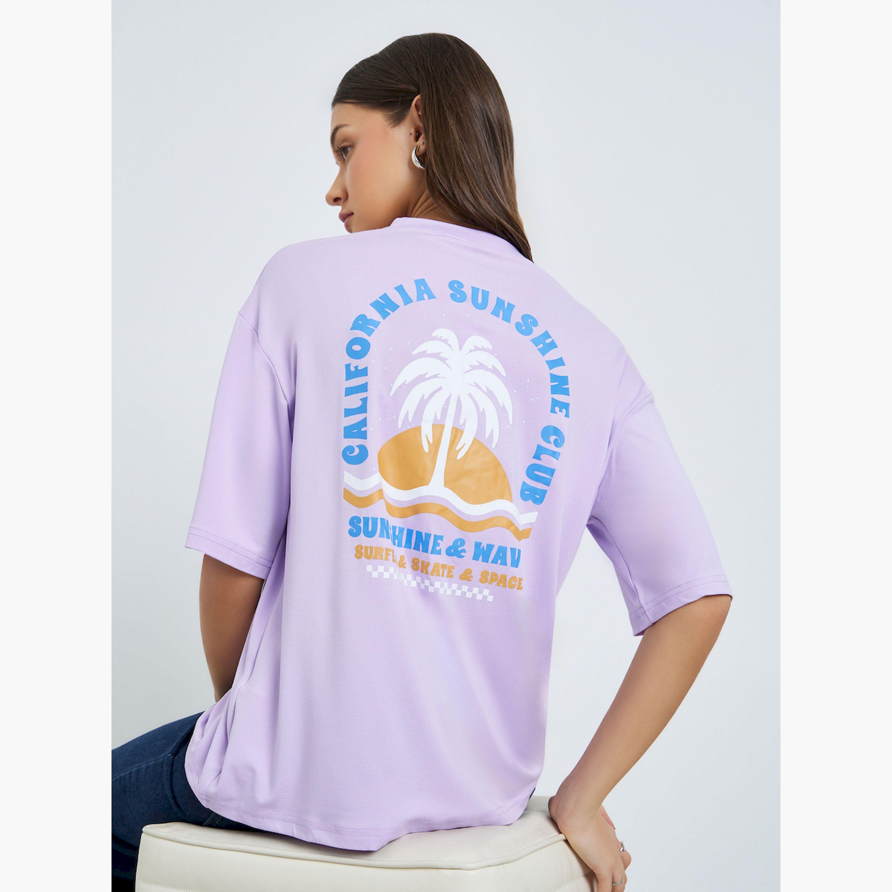 Styli Purple Graphic Print Oversized T-Shirt-women-clothing-tshirts-image-3