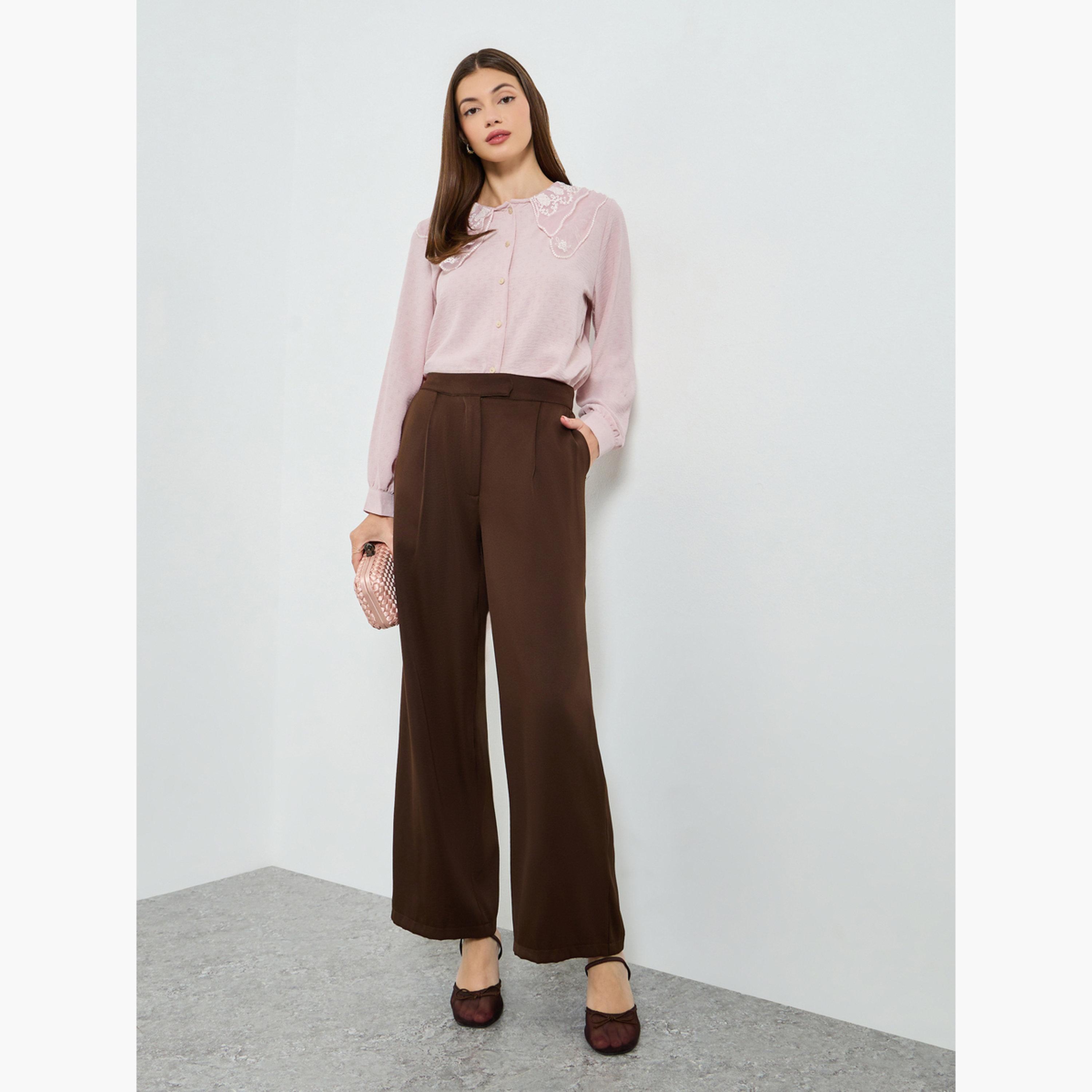 قميص وردي بأزرار وياقة دانتيل-women-clothing-shirtsandblouses-shirts-image-2