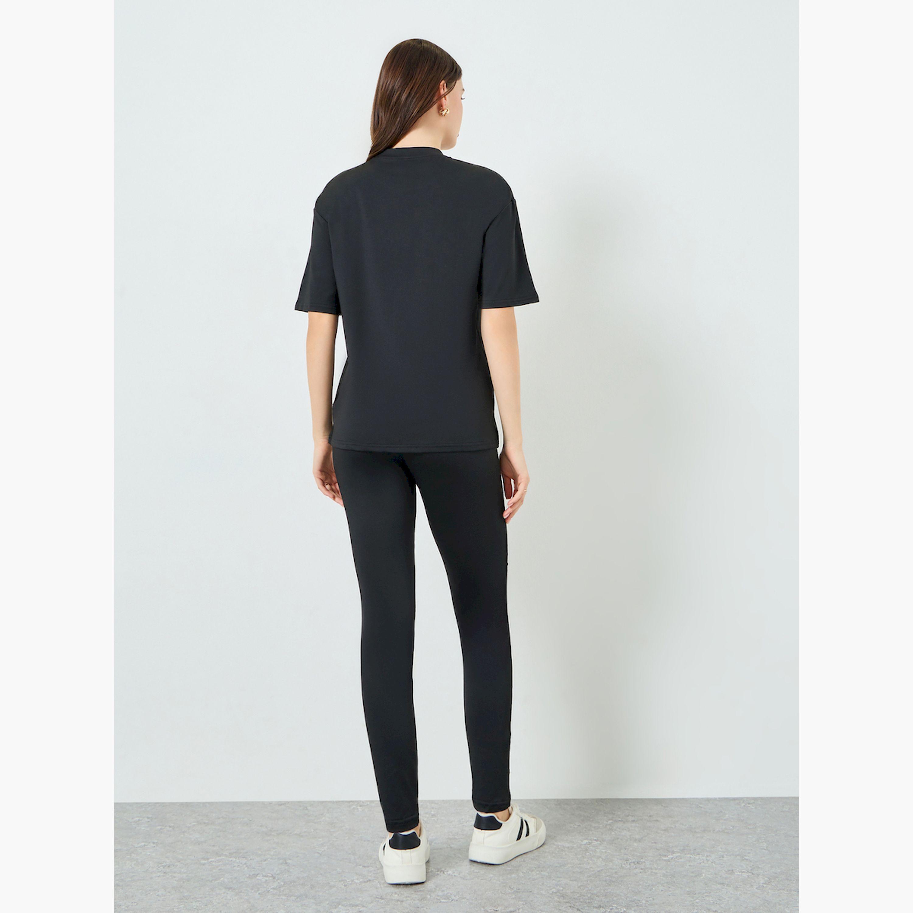 Styli Black Oversized T-Shirt and Leggings Co-ords-women-clothing-coordsets-image-4