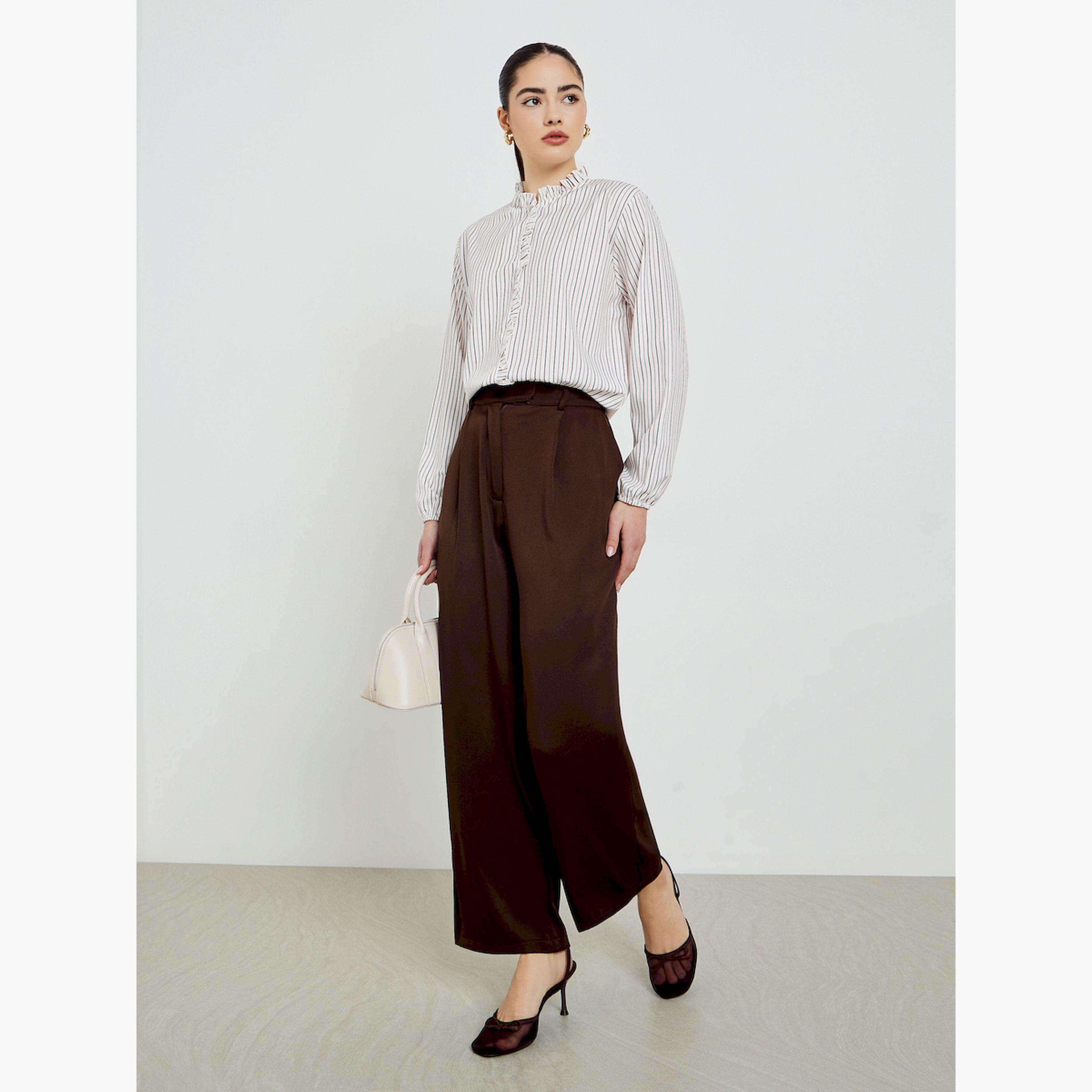 قميص مخطط بتفاصيل كرانيش-women-clothing-shirtsandblouses-blouses-image-2