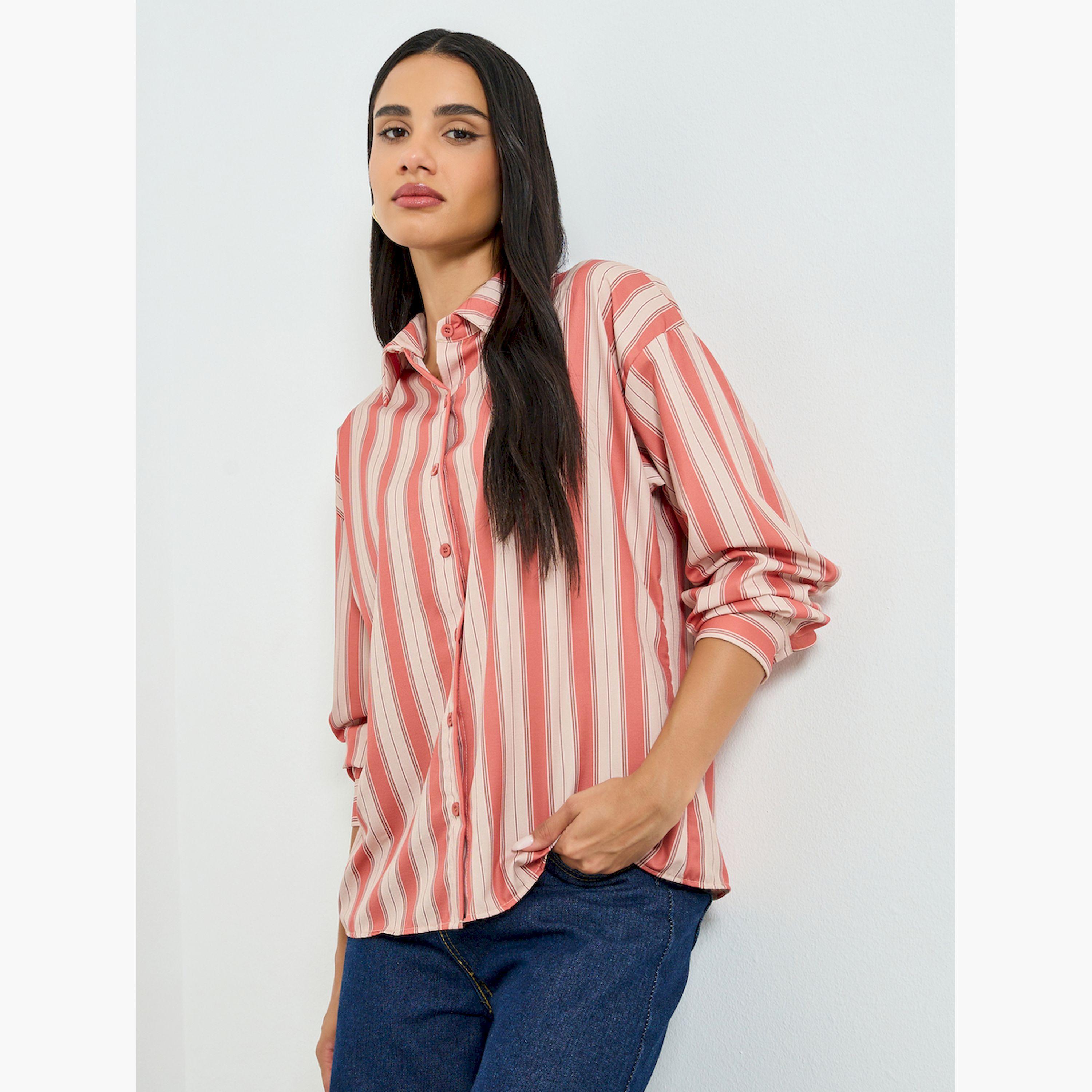 Styli Striped Long Sleeve Oversized Shirt-women-clothing-shirtsandblouses-shirts-image-1