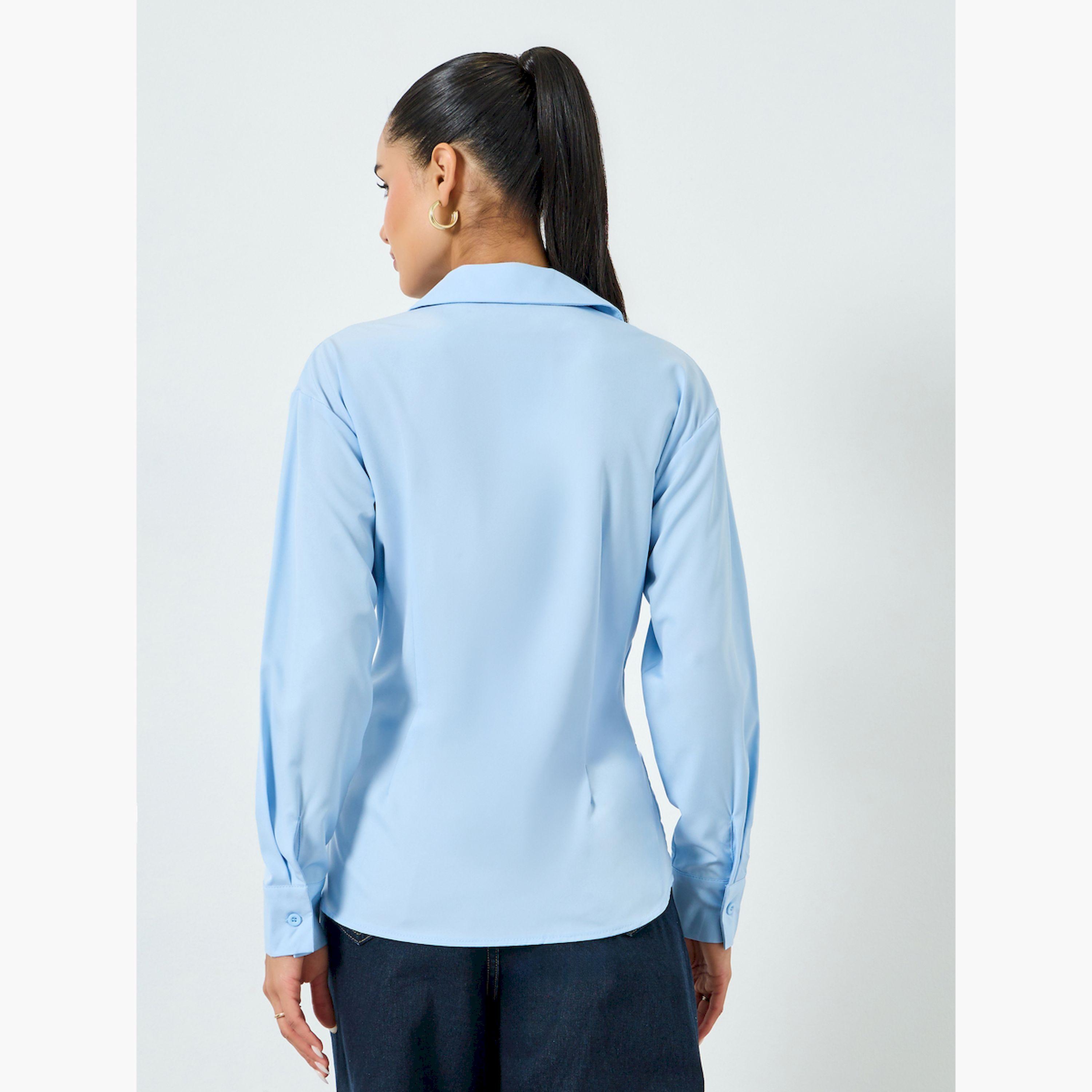 قميص بكسرات وخصر محدد وأكمام طويلة-women-clothing-shirtsandblouses-shirts-image-3