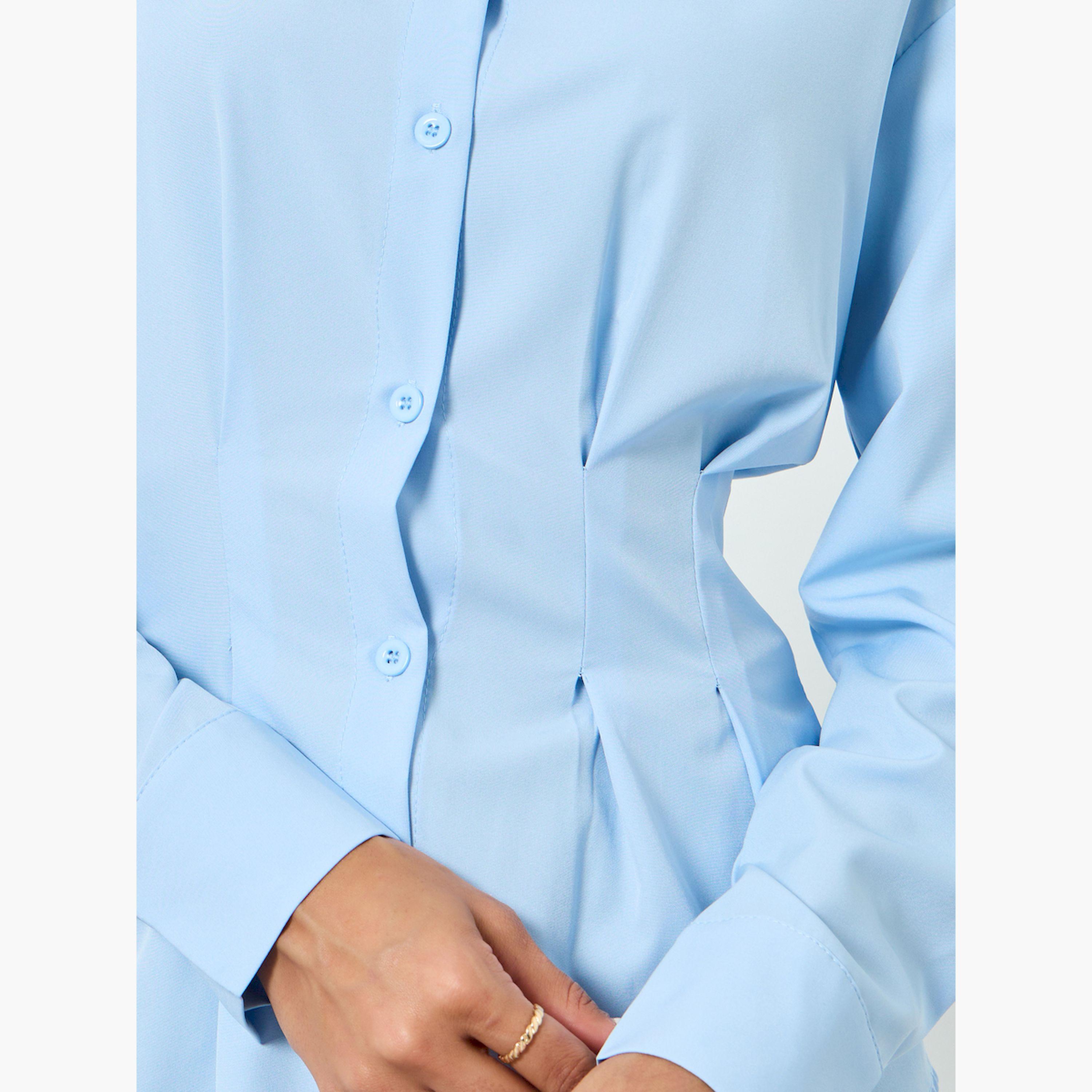 قميص بكسرات وخصر محدد وأكمام طويلة-women-clothing-shirtsandblouses-shirts-image-4