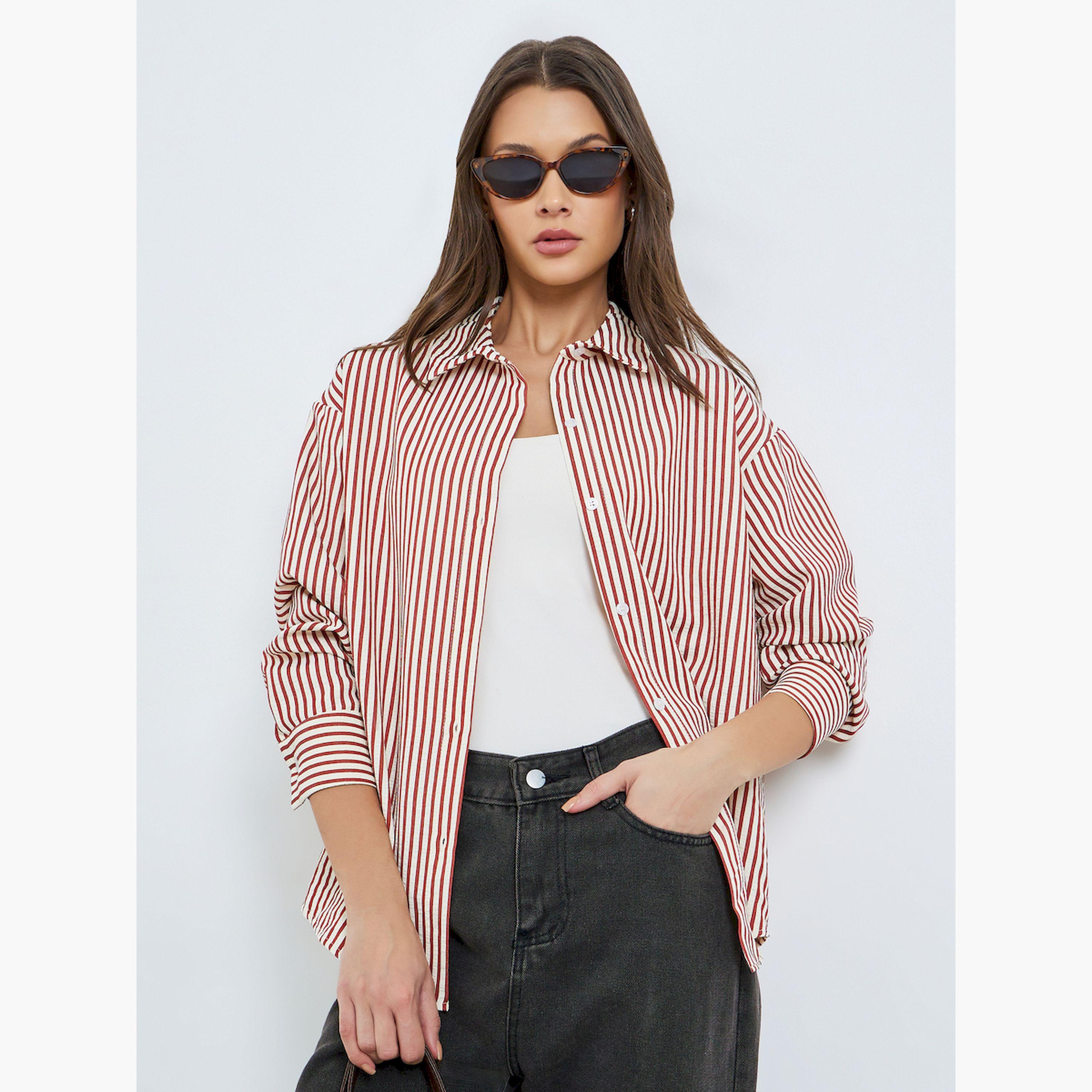 Styli Striped Long Sleeve Oversized Shirt-women-clothing-shirtsandblouses-shirts-image-1