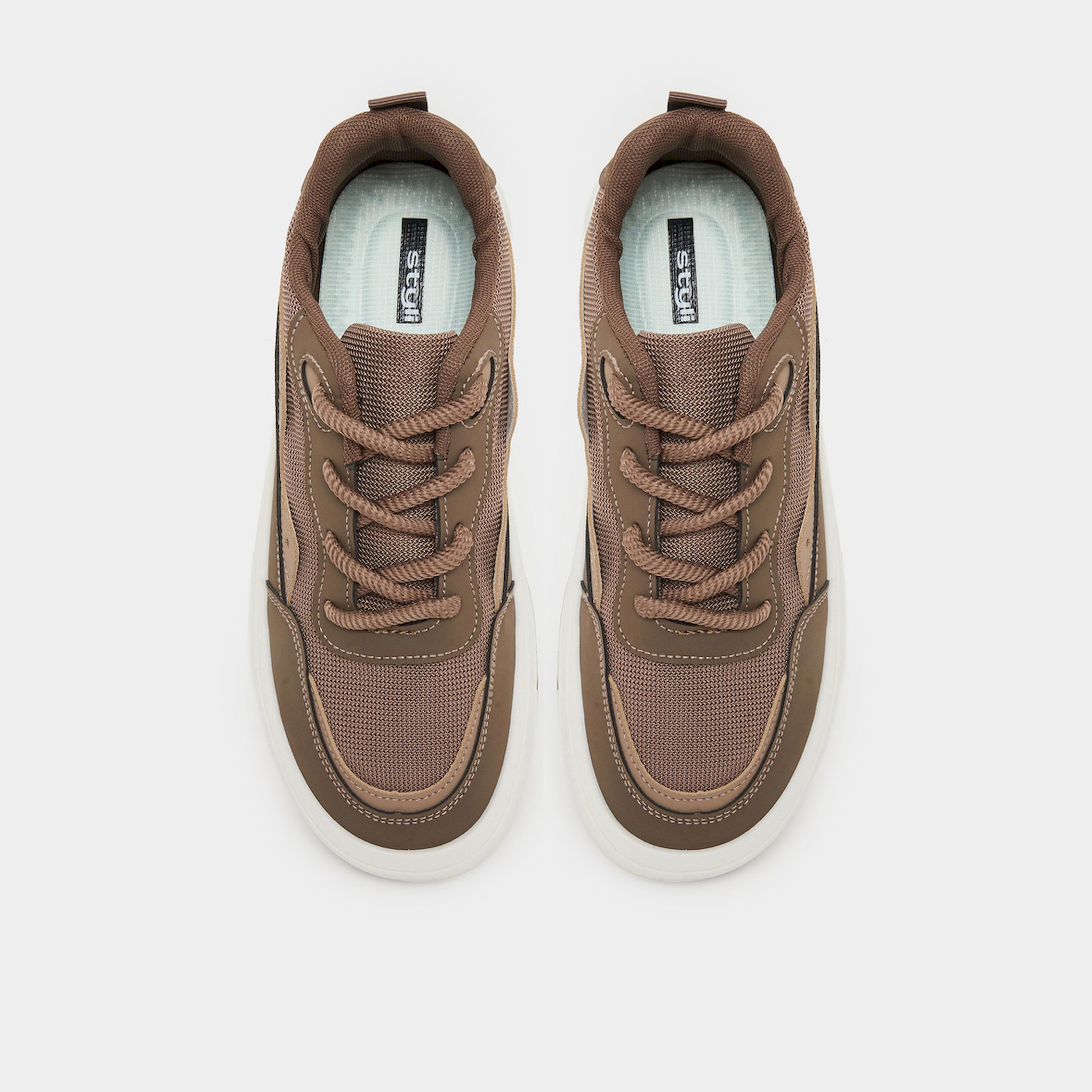 Styli Brown Panelled Lace-Up Sneakers-sports-men-shoes-image-3