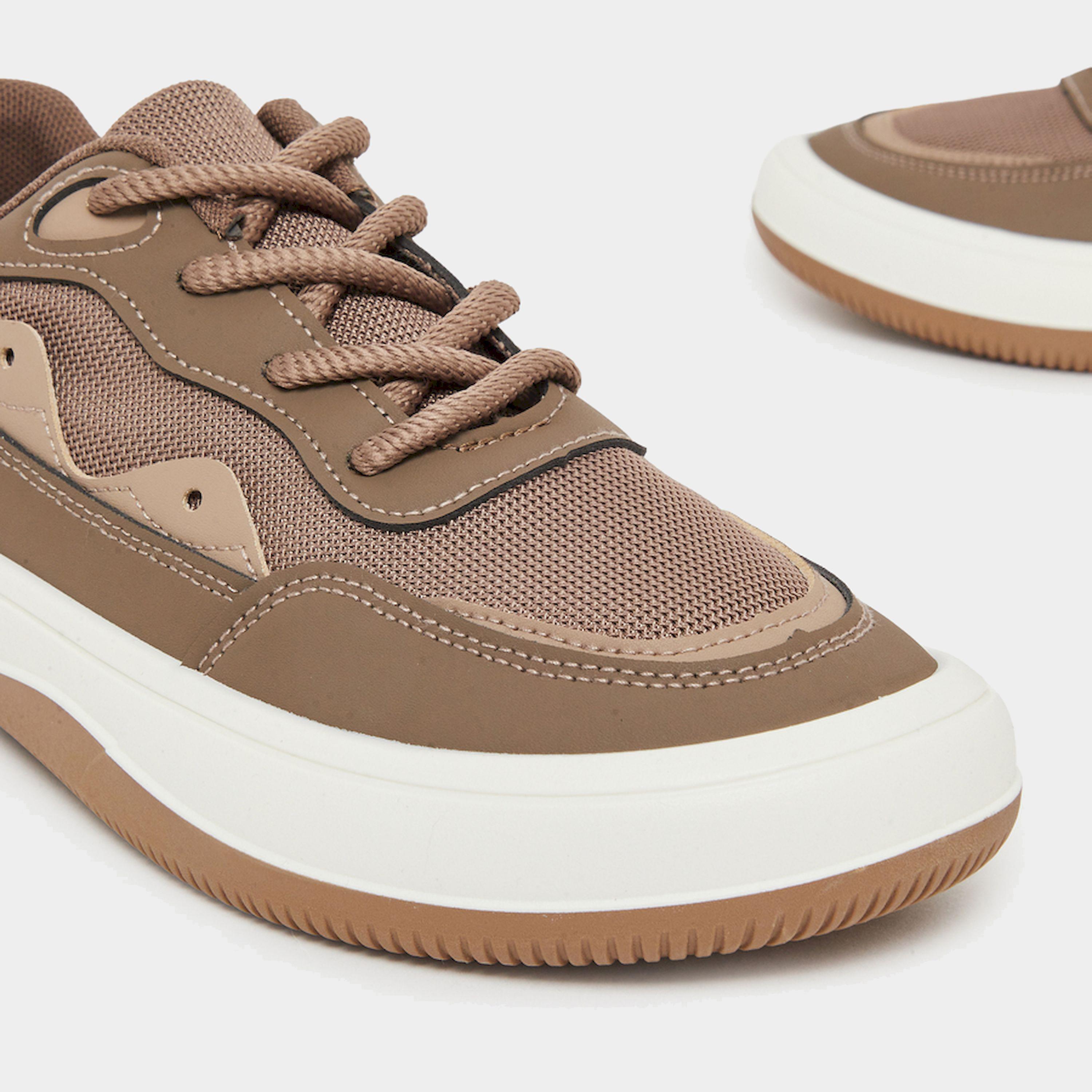 Styli Brown Panelled Lace-Up Sneakers-sports-men-shoes-image-4