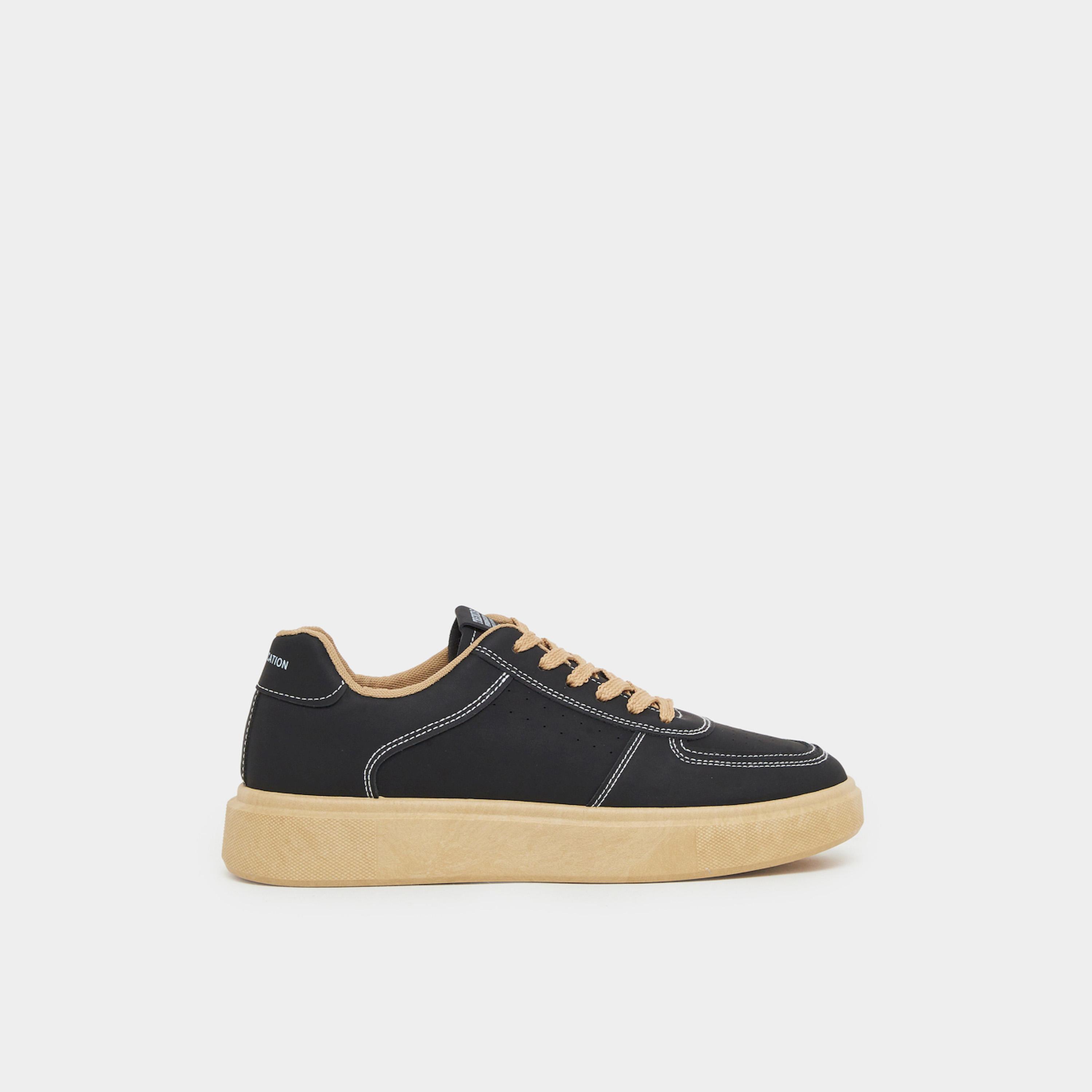Styli Black Lace Up Classic Court Sneakers-men-shoes-sneakers-image-2