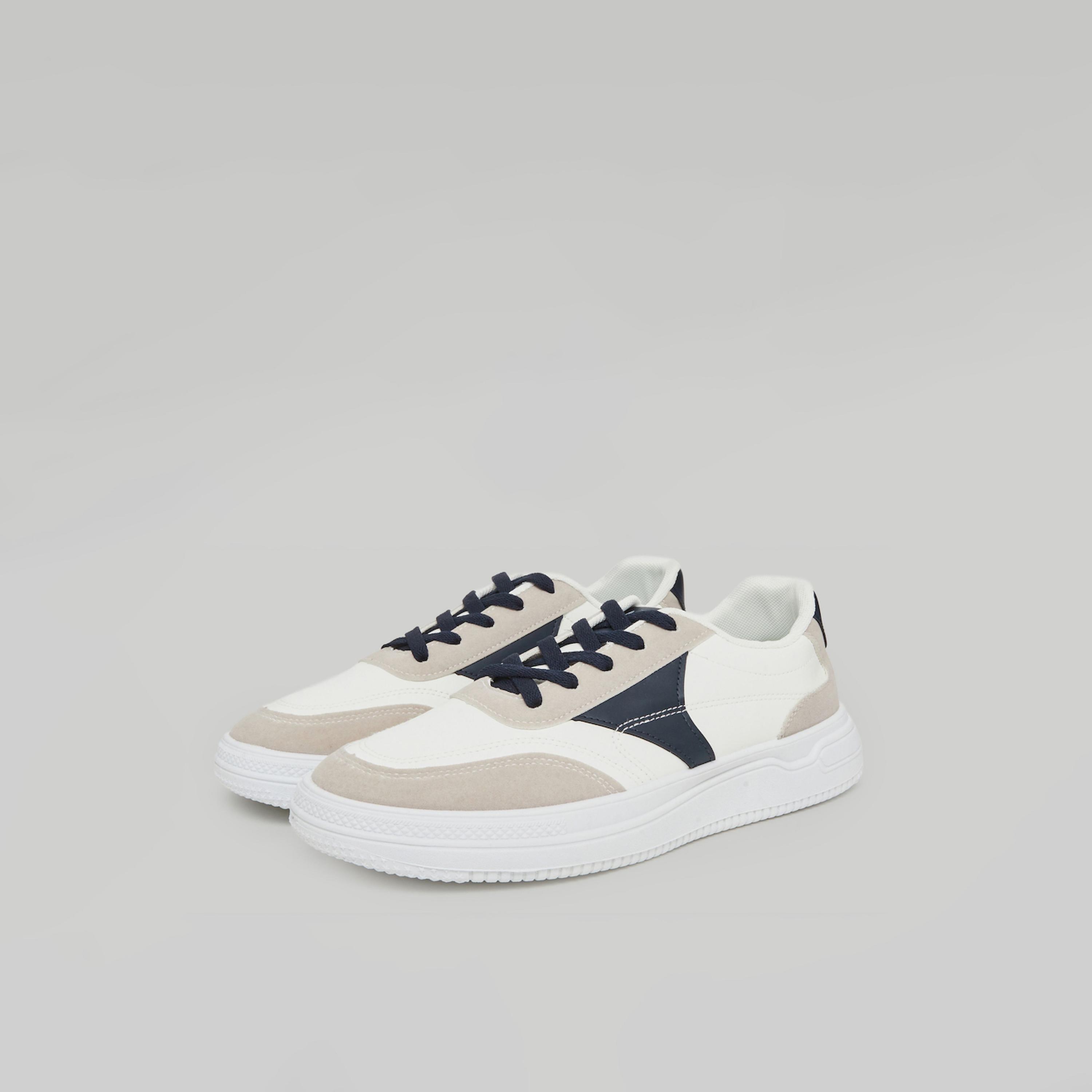 Styli Men Off White Contrast Panel Sneakers-sports-men-shoes-image-1