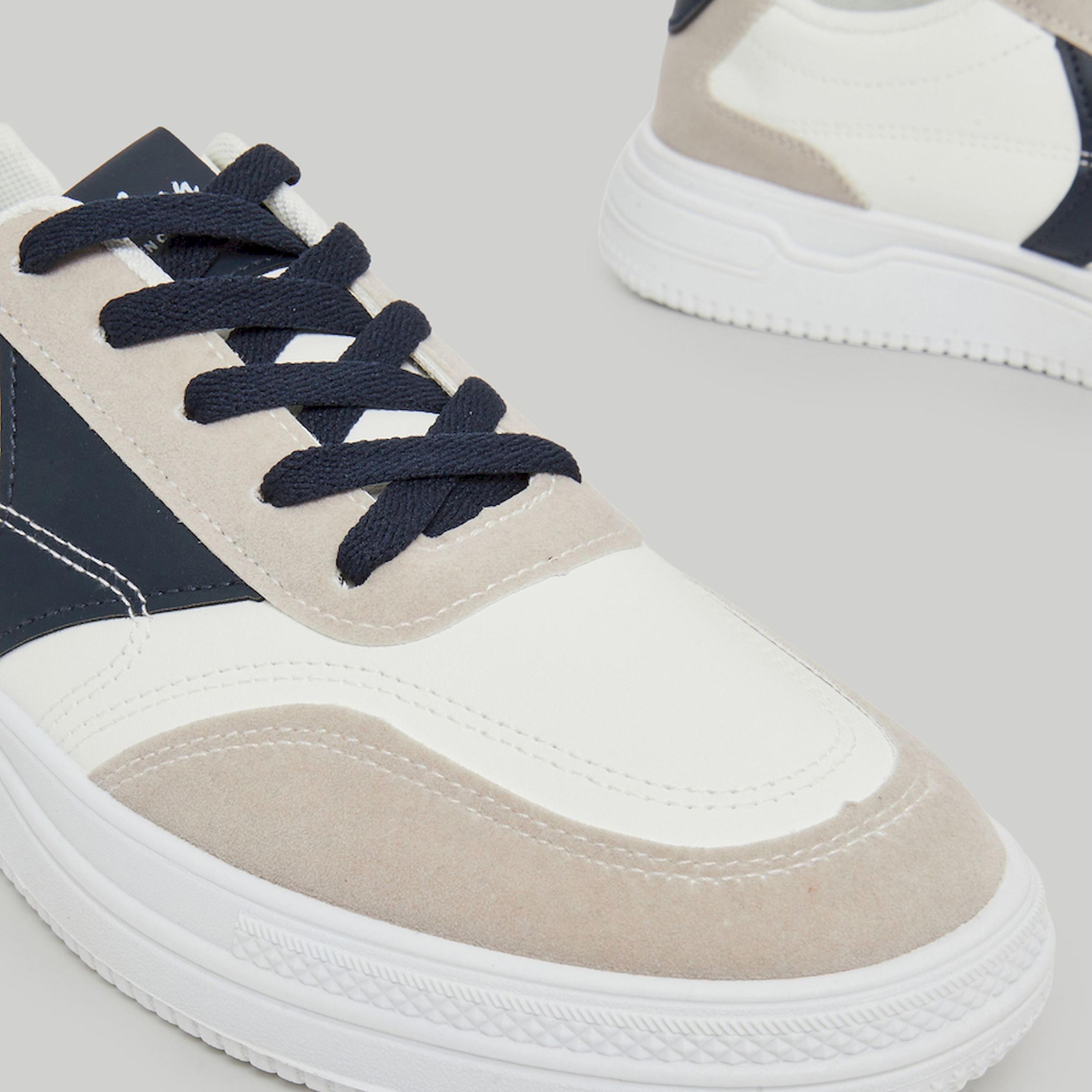 Styli Men Off White Contrast Panel Sneakers-sports-men-shoes-image-4