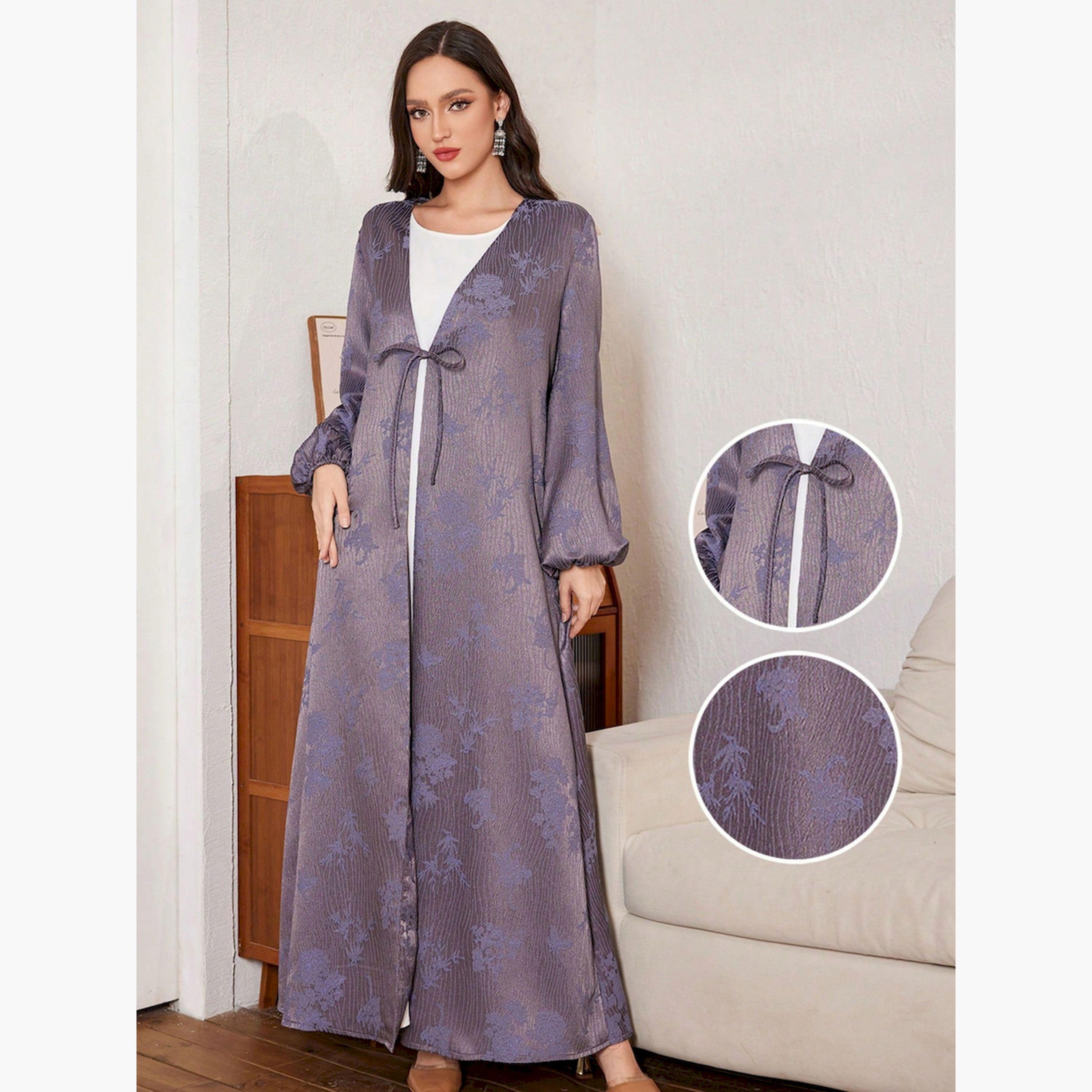 عباية أرجوانية بنقشة الزهور مع أربطة أمامية-women-arabicclothing-abayas-image-4