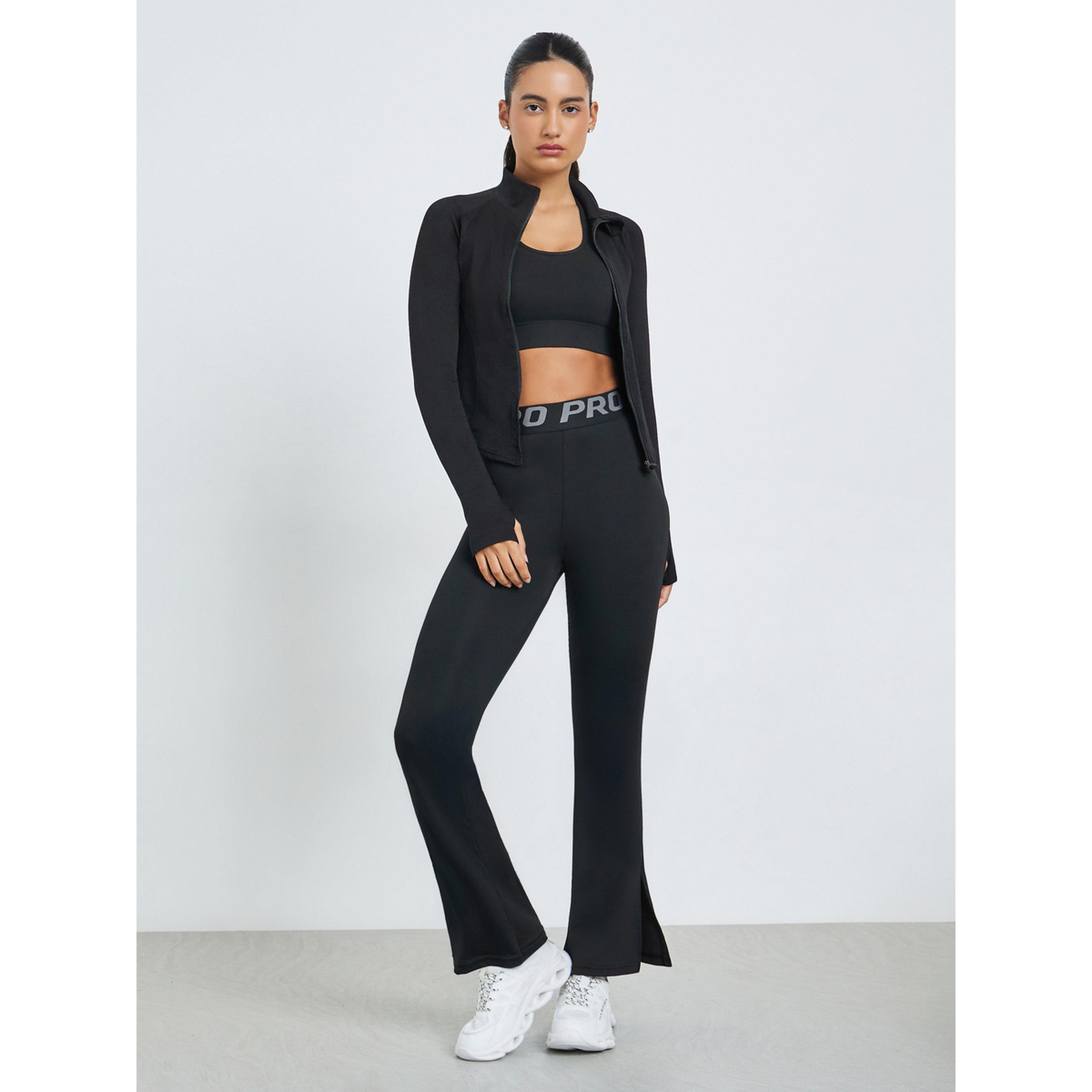 جاكيت بتفاصيل درزات بارزة وحافة منحنية وسحاب كامل-women-clothing-sportswearandactivewear-coatsandjackets-jackets-image-2