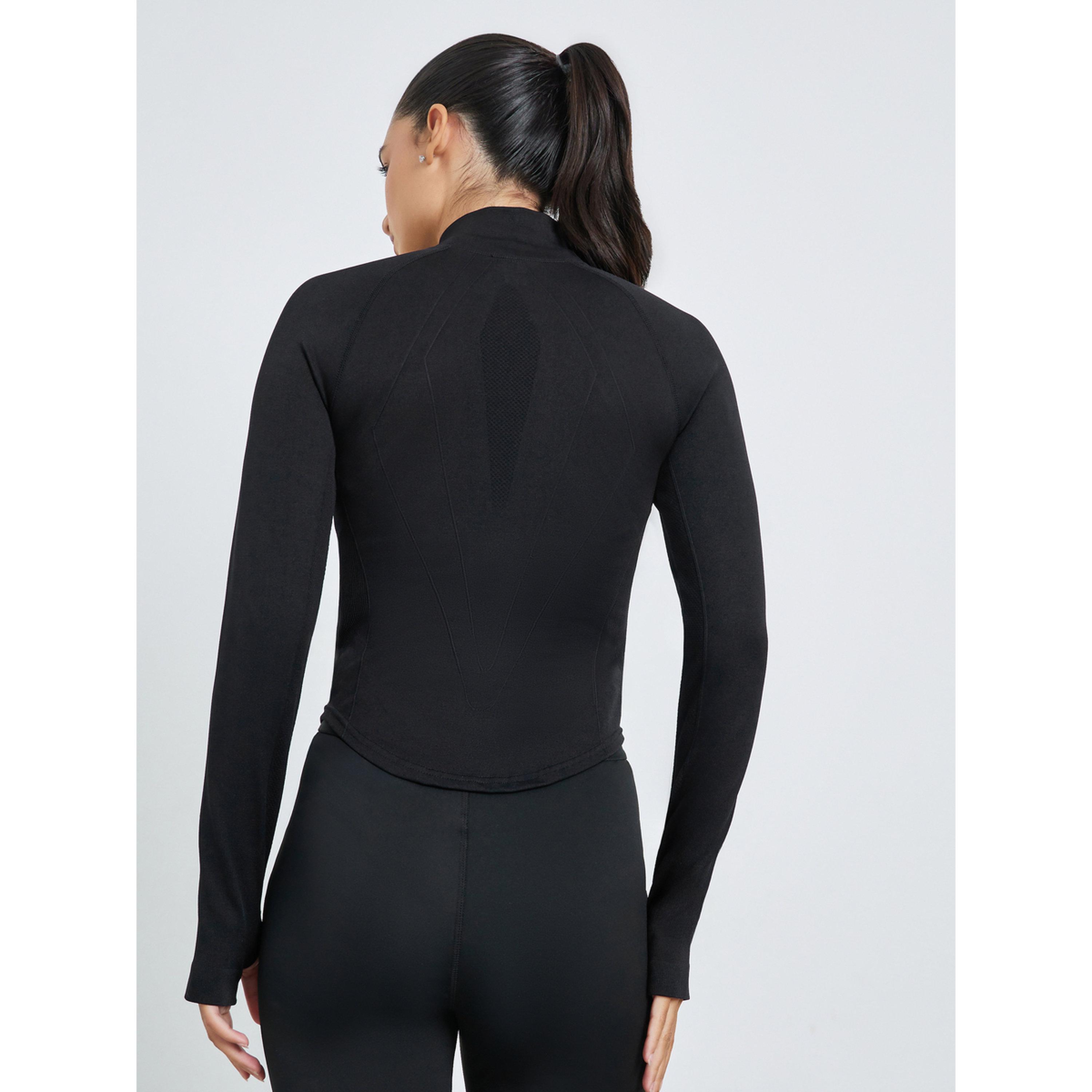 جاكيت بتفاصيل درزات بارزة وحافة منحنية وسحاب كامل-women-clothing-sportswearandactivewear-coatsandjackets-jackets-image-5