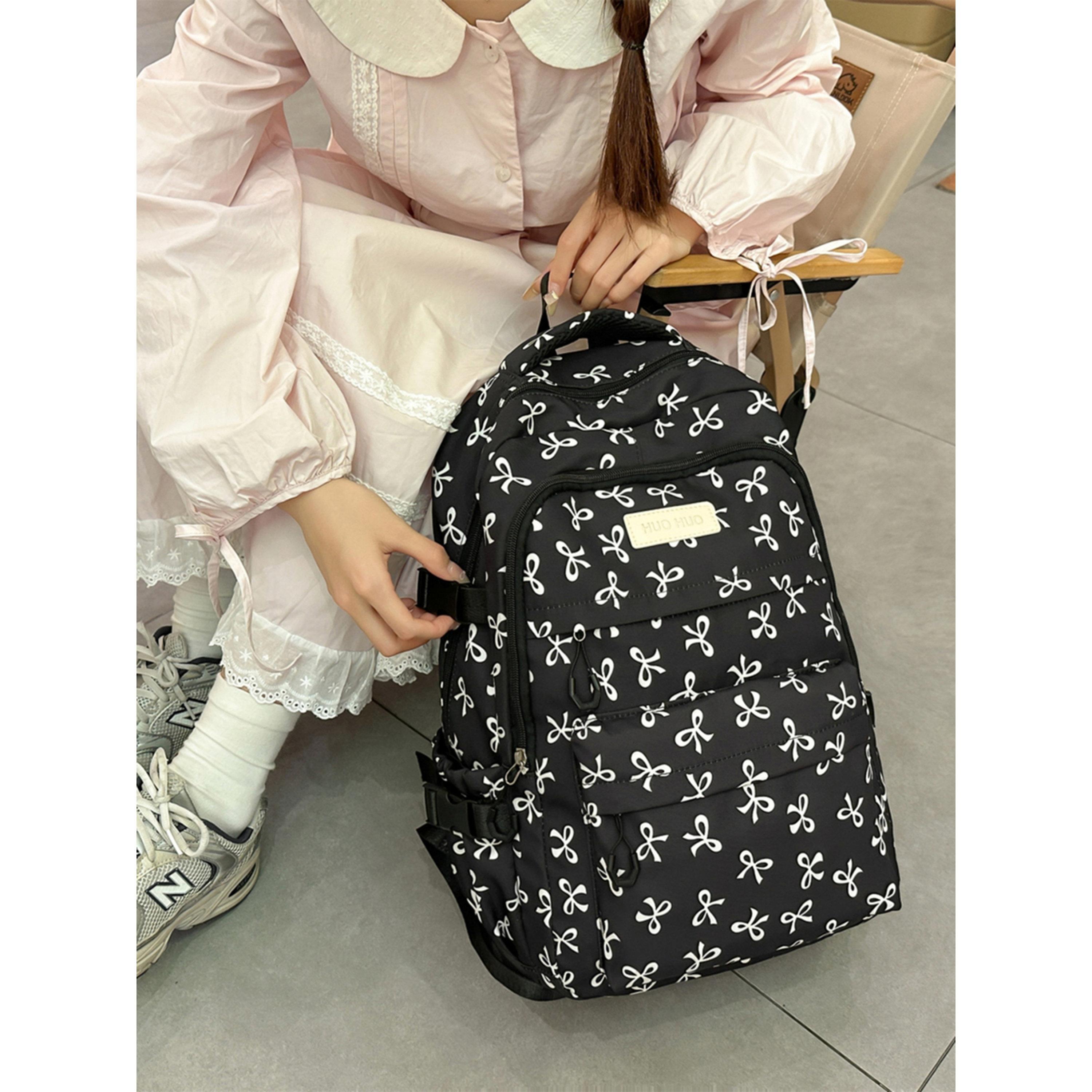 Take Two Bow Print Zip Closure Backpack with Shoulder Bag and Purse Set-women-bagsandwallets-backpacks-image-3