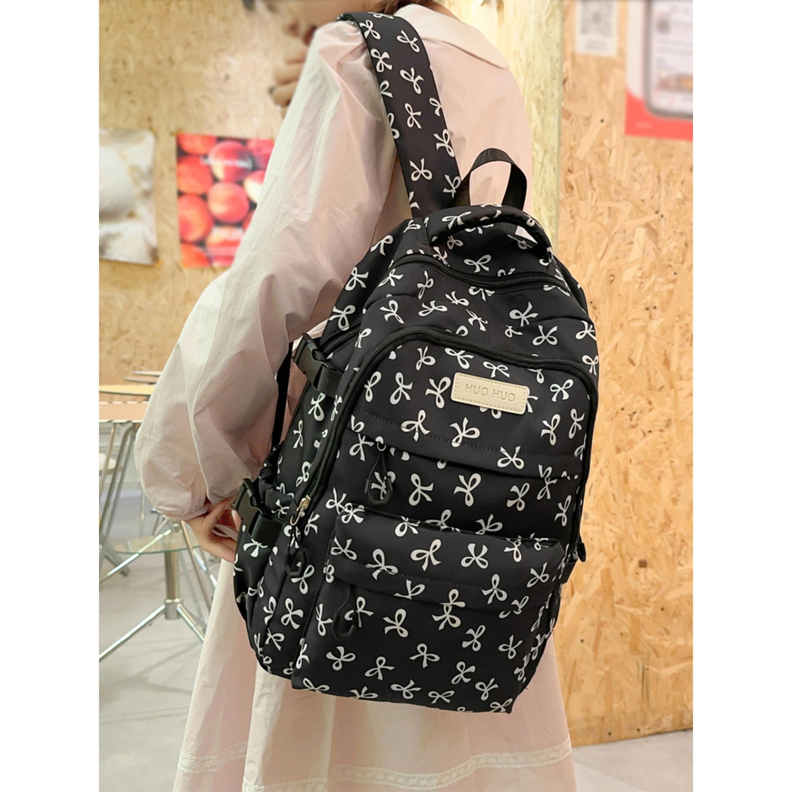 Take Two Bow Print Zip Closure Backpack with Shoulder Bag and Purse Set-women-bagsandwallets-backpacks-image-4