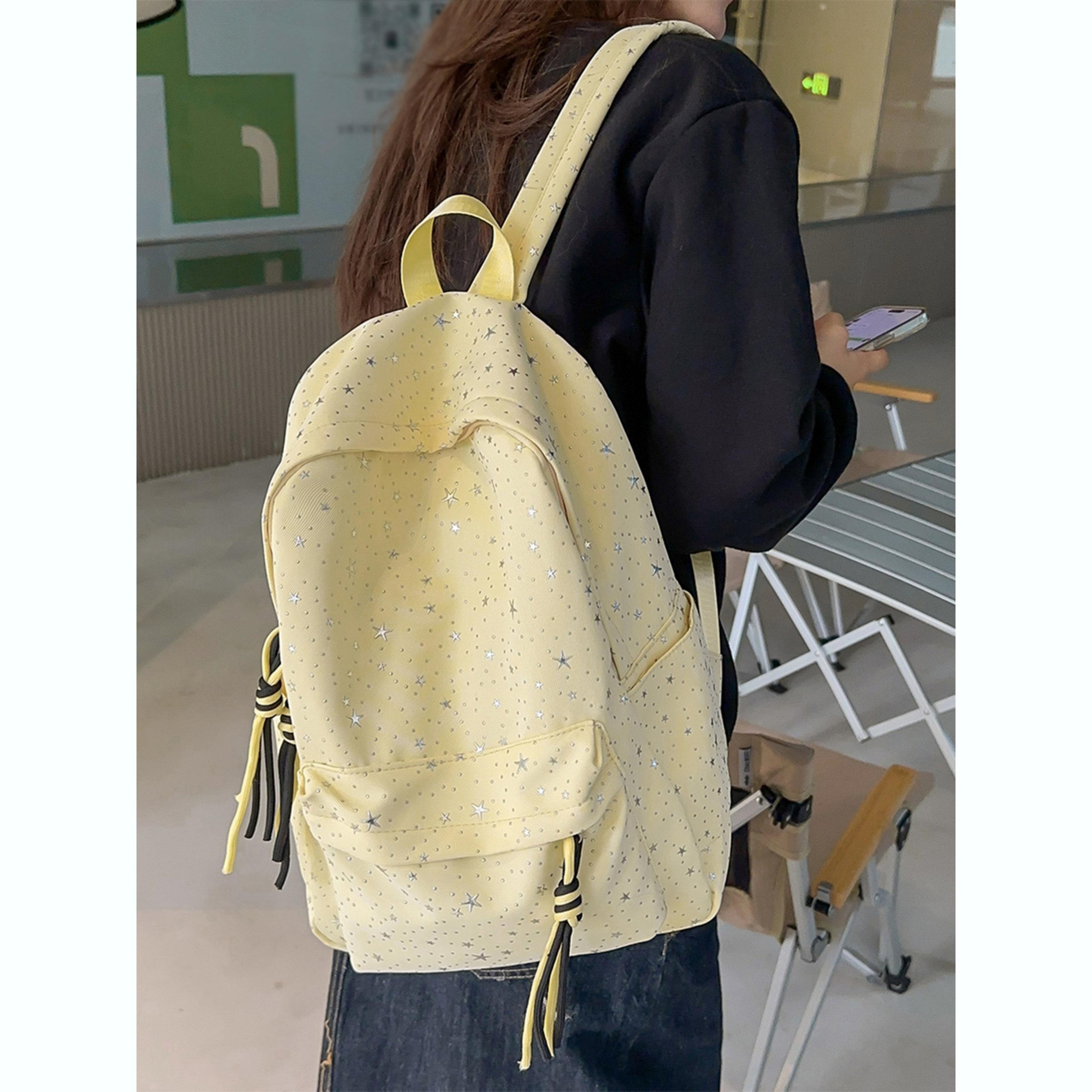 Take Two Yellow Embellished Zip Closure Backpack-women-bagsandwallets-backpacks-image-2