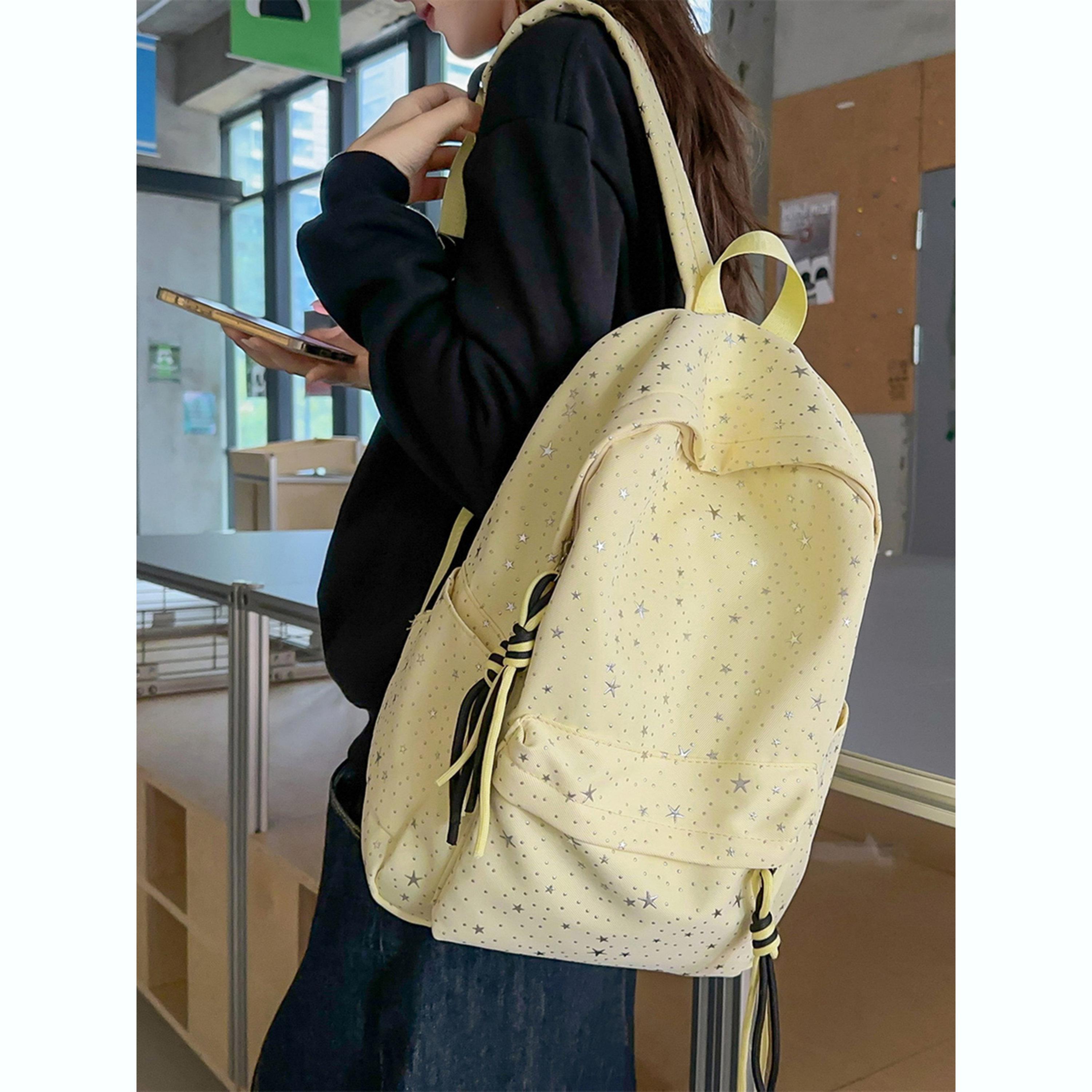 Take Two Yellow Embellished Zip Closure Backpack-women-bagsandwallets-backpacks-image-3