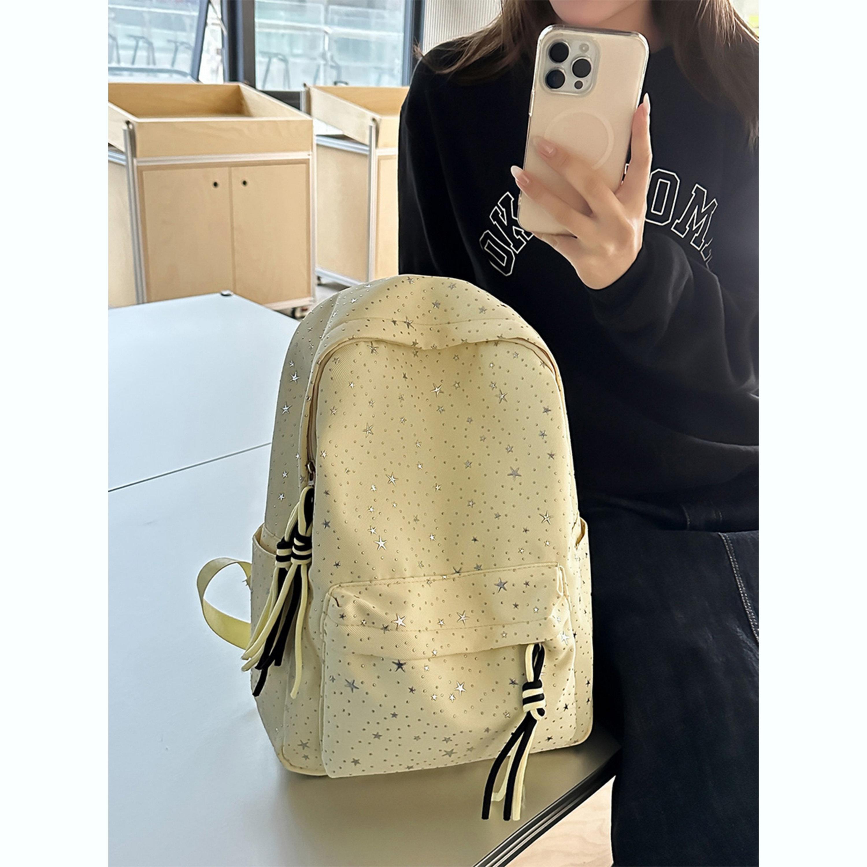 Take Two Yellow Embellished Zip Closure Backpack-women-bagsandwallets-backpacks-image-6