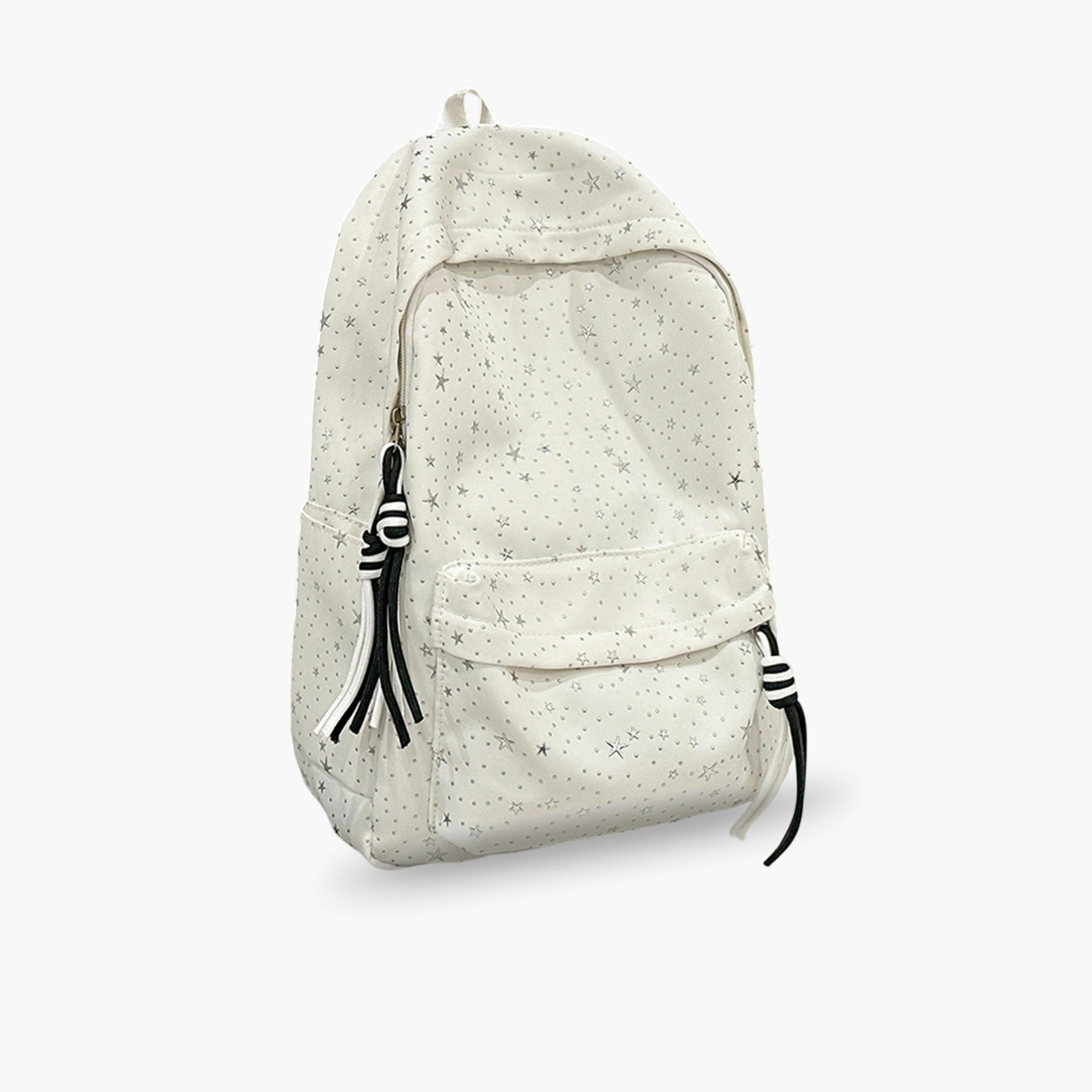 Take Two White Embellished Zip Closure Backpack-women-bagsandwallets-backpacks-image-1