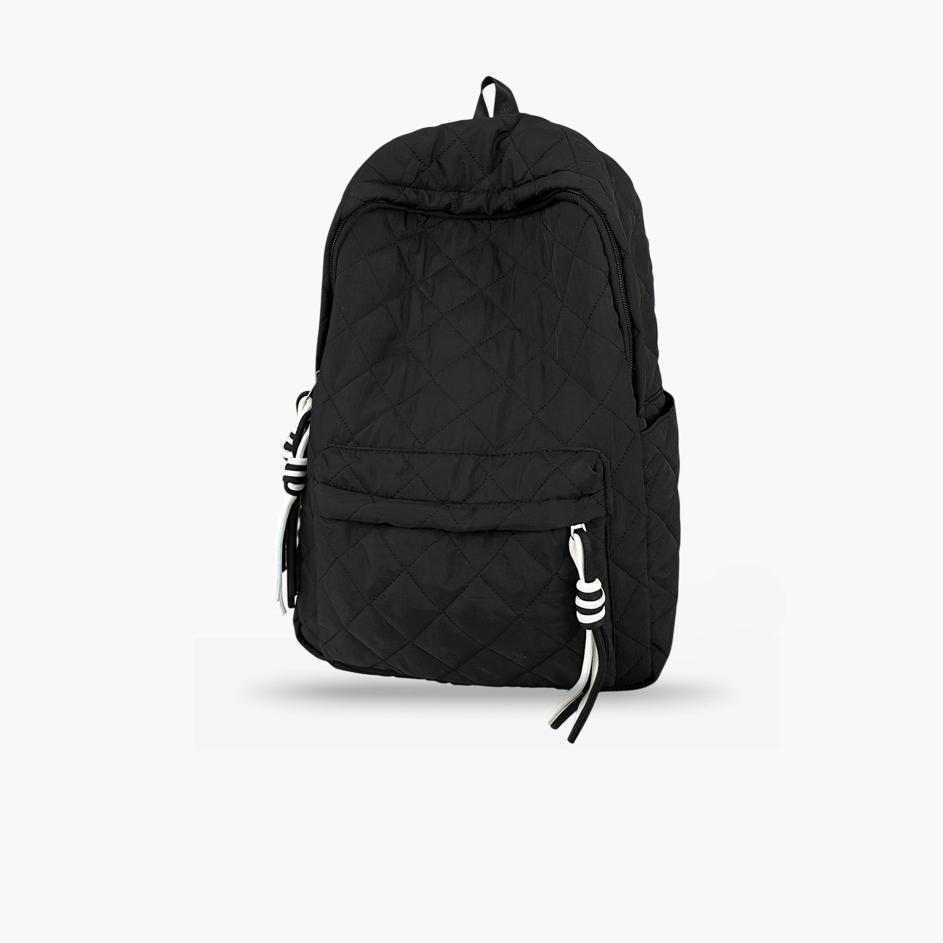 Take Two Black Quilted Zip Closure Backpack-women-bagsandwallets-backpacks-image-1