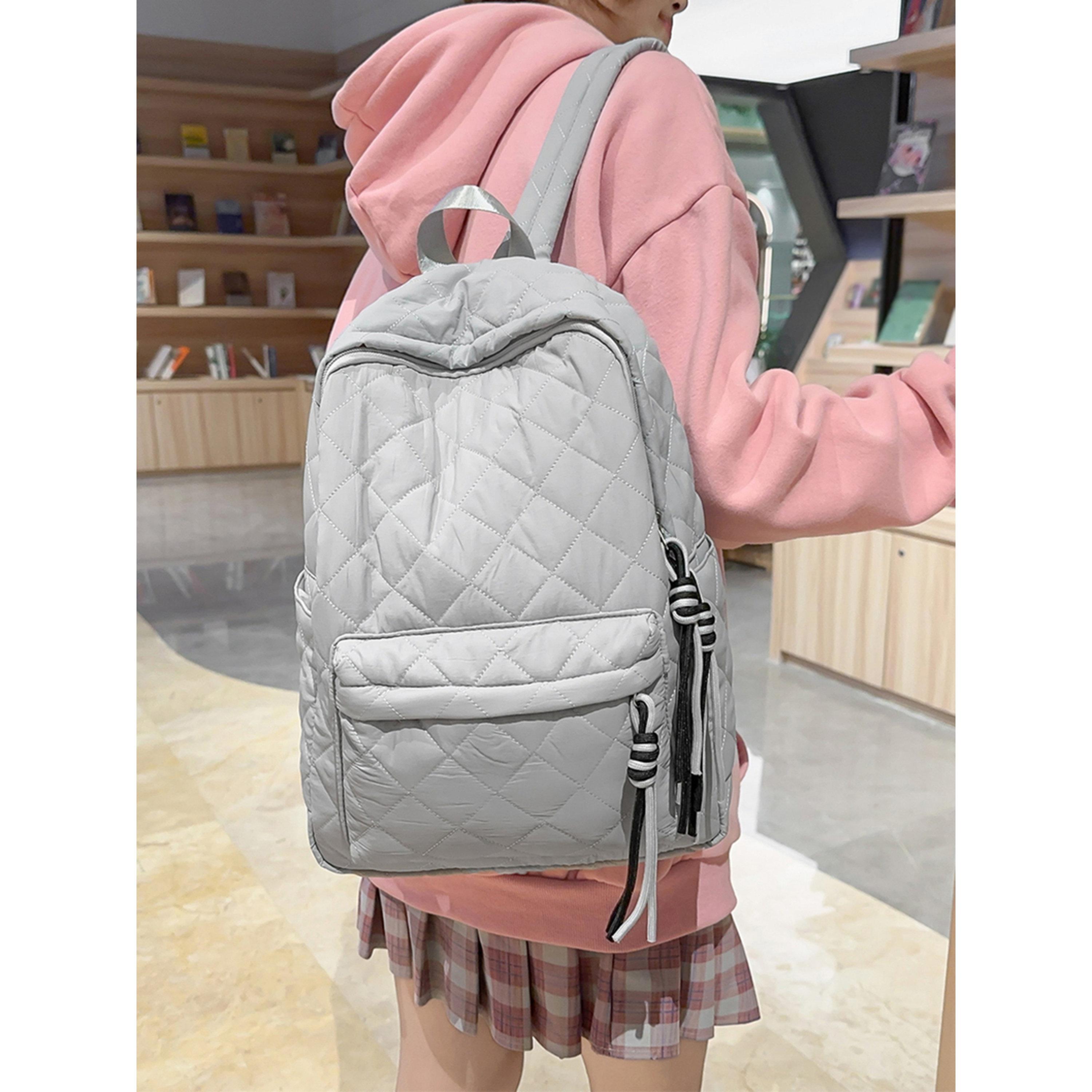 Take Two Grey Quilted Zip Closure Backpack-women-bagsandwallets-backpacks-image-2