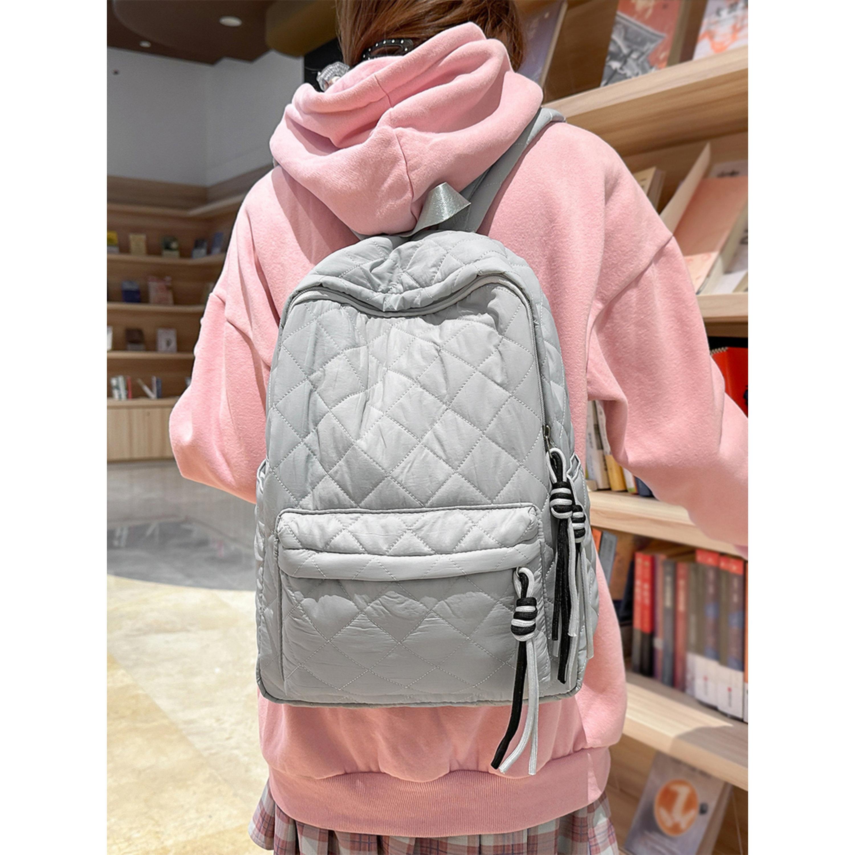 Take Two Grey Quilted Zip Closure Backpack-women-bagsandwallets-backpacks-image-6