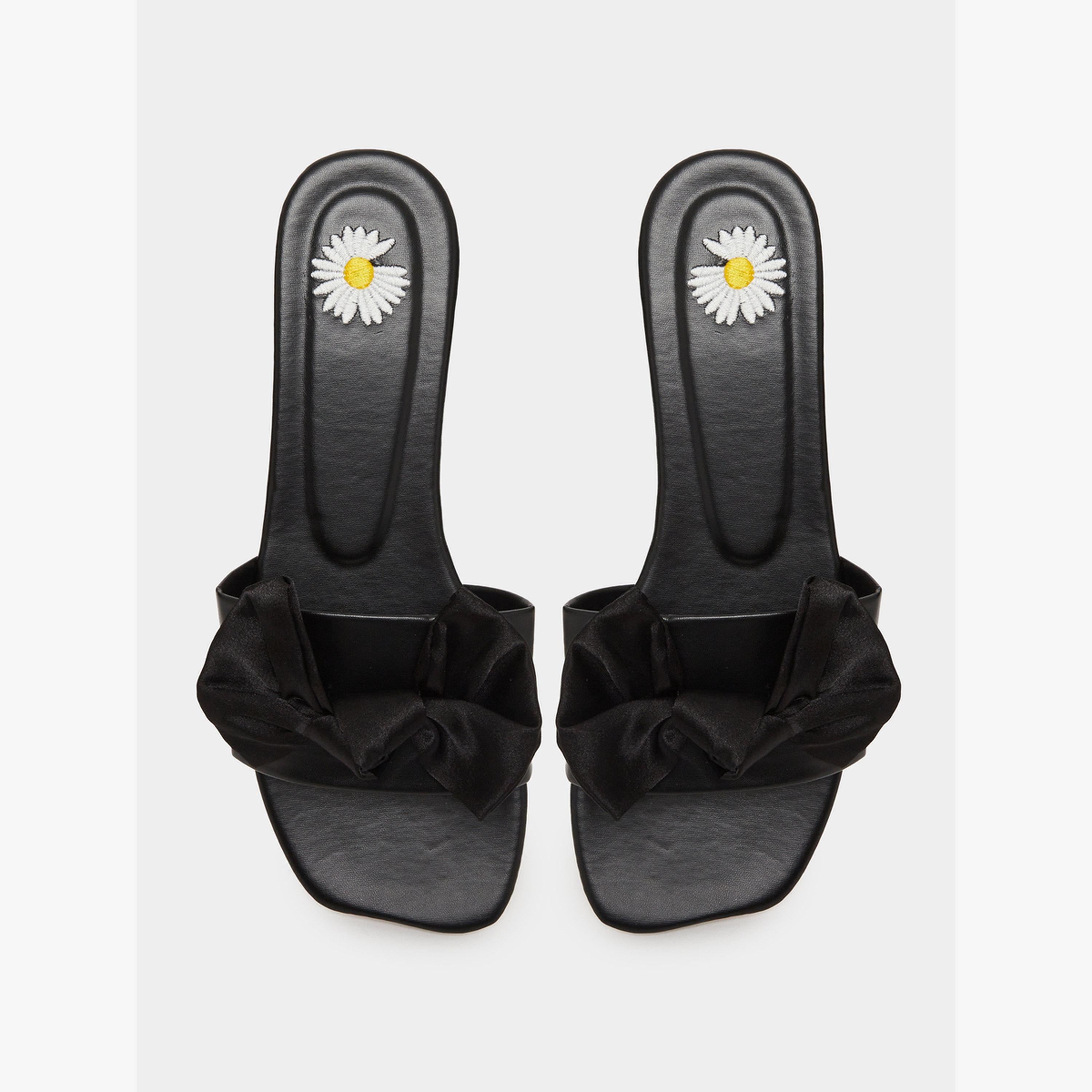 Take Two Black Bow Slip-On Flat Slippers-women-shoes-sandals-flats-image-3