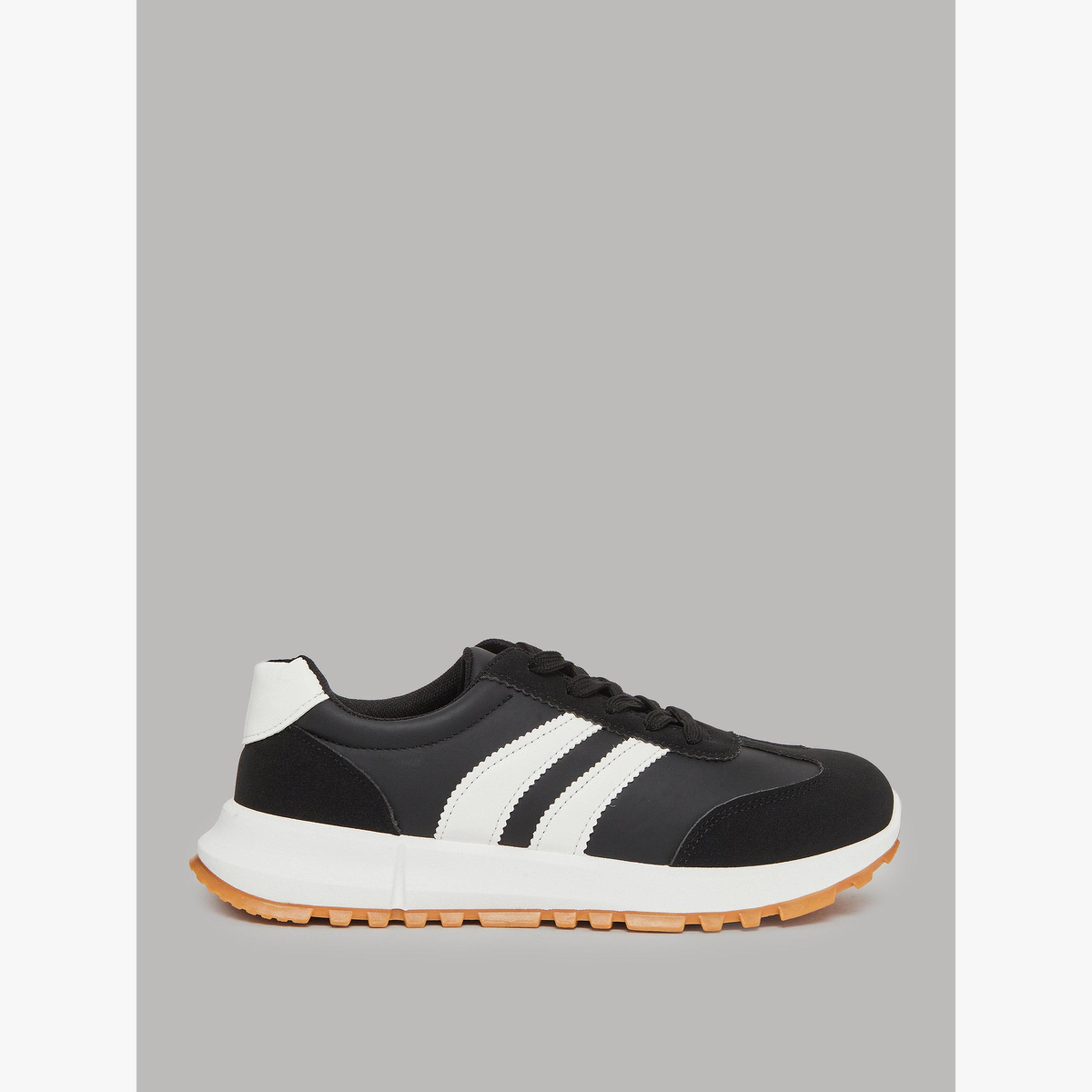 Take Two Black Striped Lace-Up Sneakers-women-shoes-sneakers-image-2