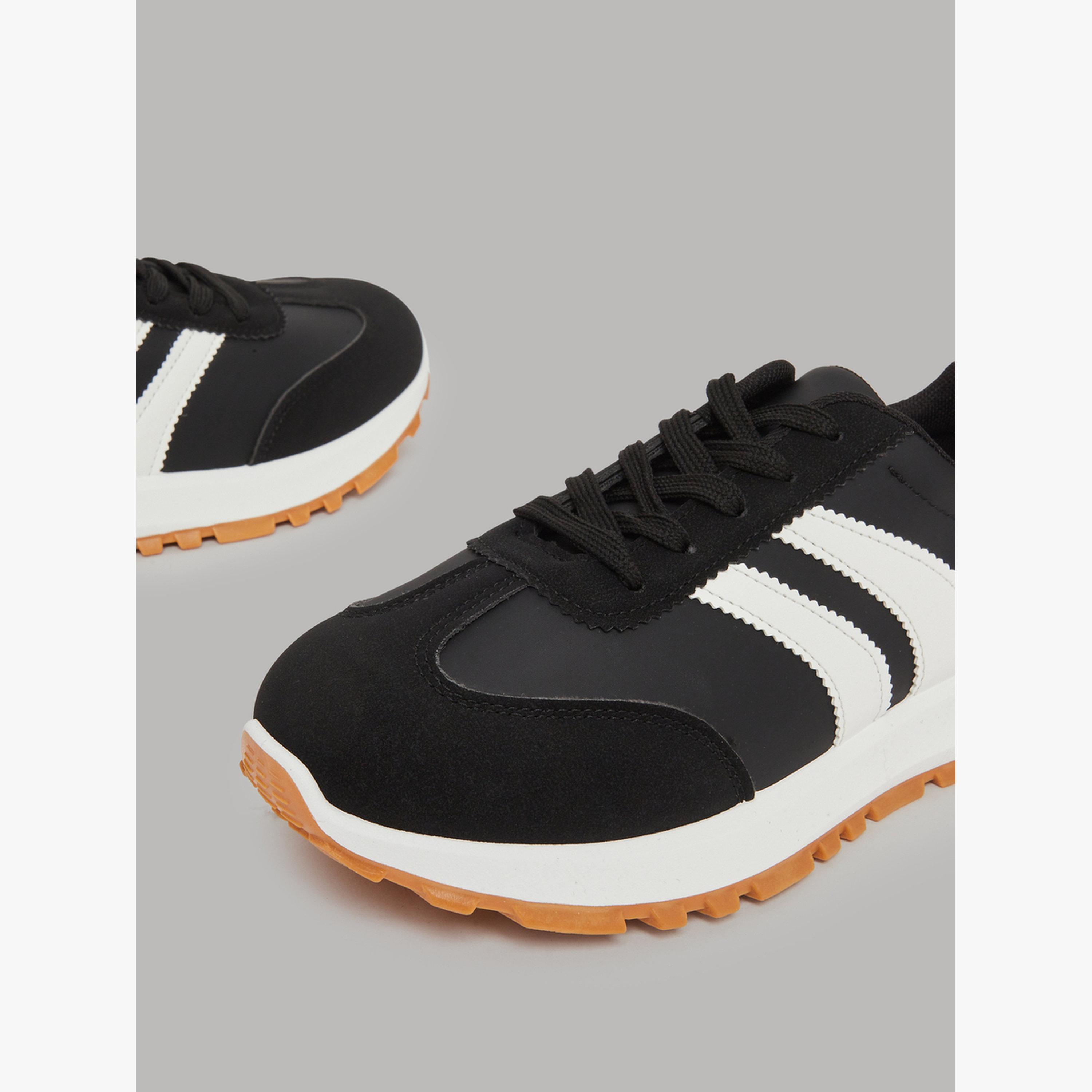 Take Two Black Striped Lace-Up Sneakers-women-shoes-sneakers-image-4