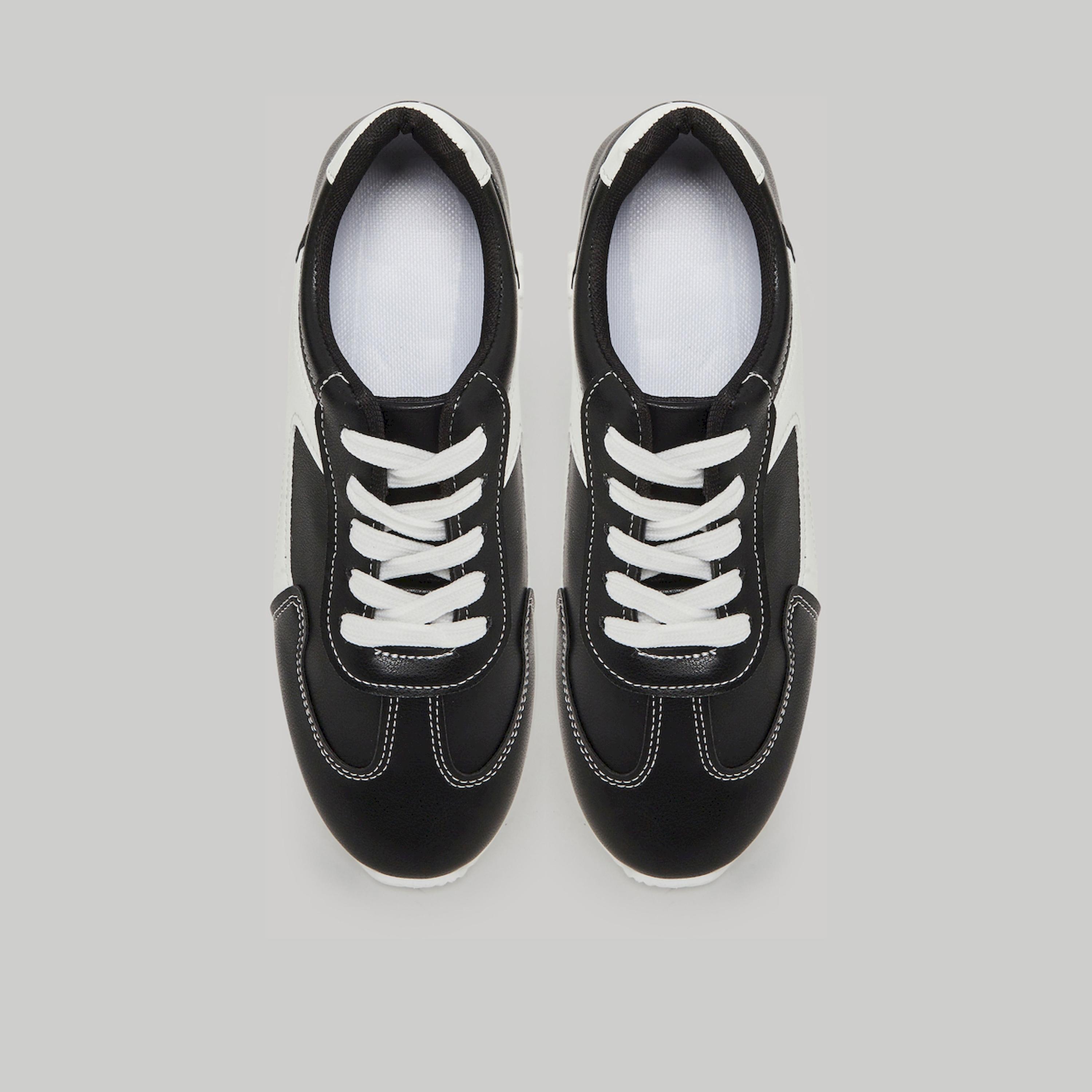 Take Two Black Panelled Lace-Up Sneakers-women-shoes-sneakers-image-3