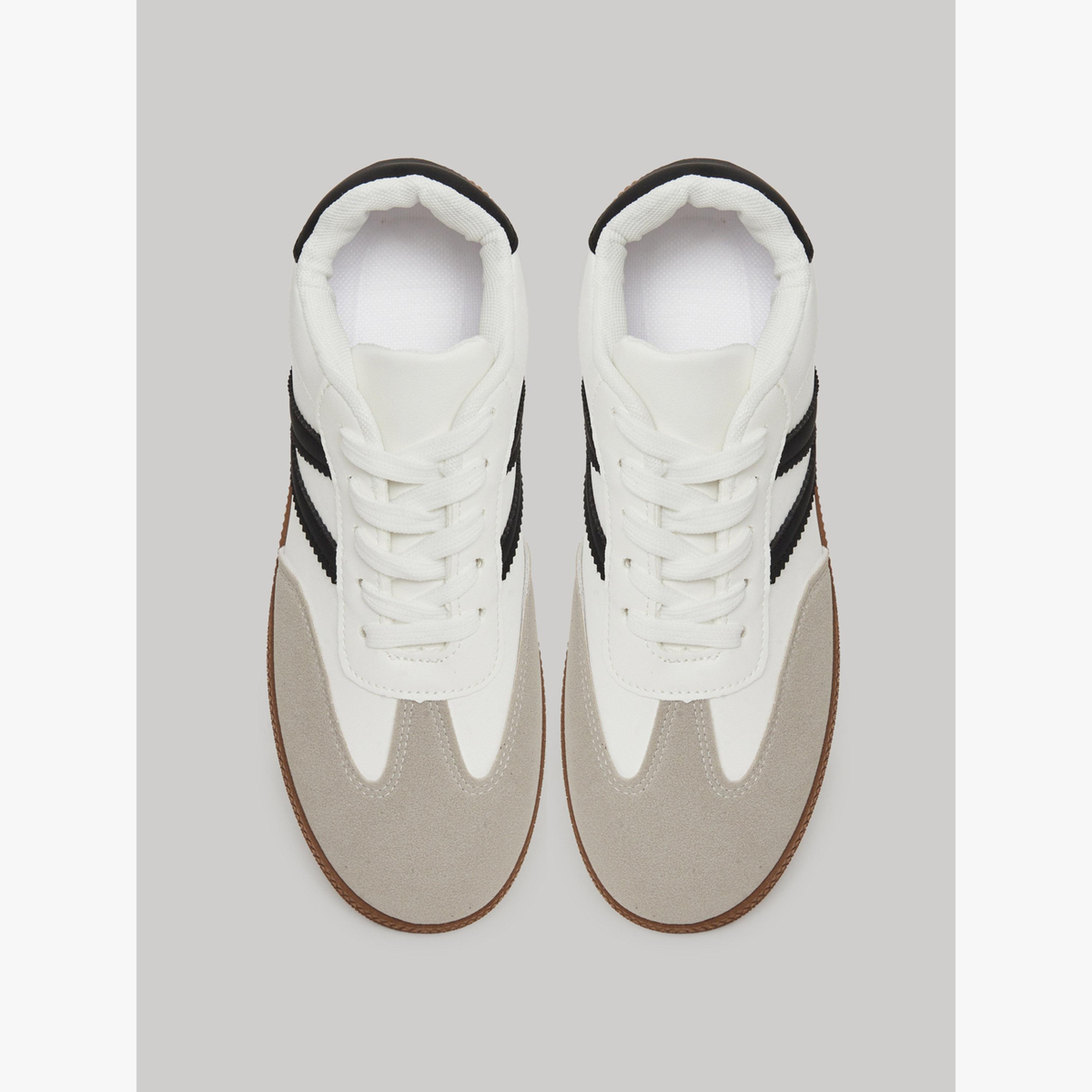 Take Two White Panelled Lace-Up Sneakers-women-shoes-sneakers-image-3