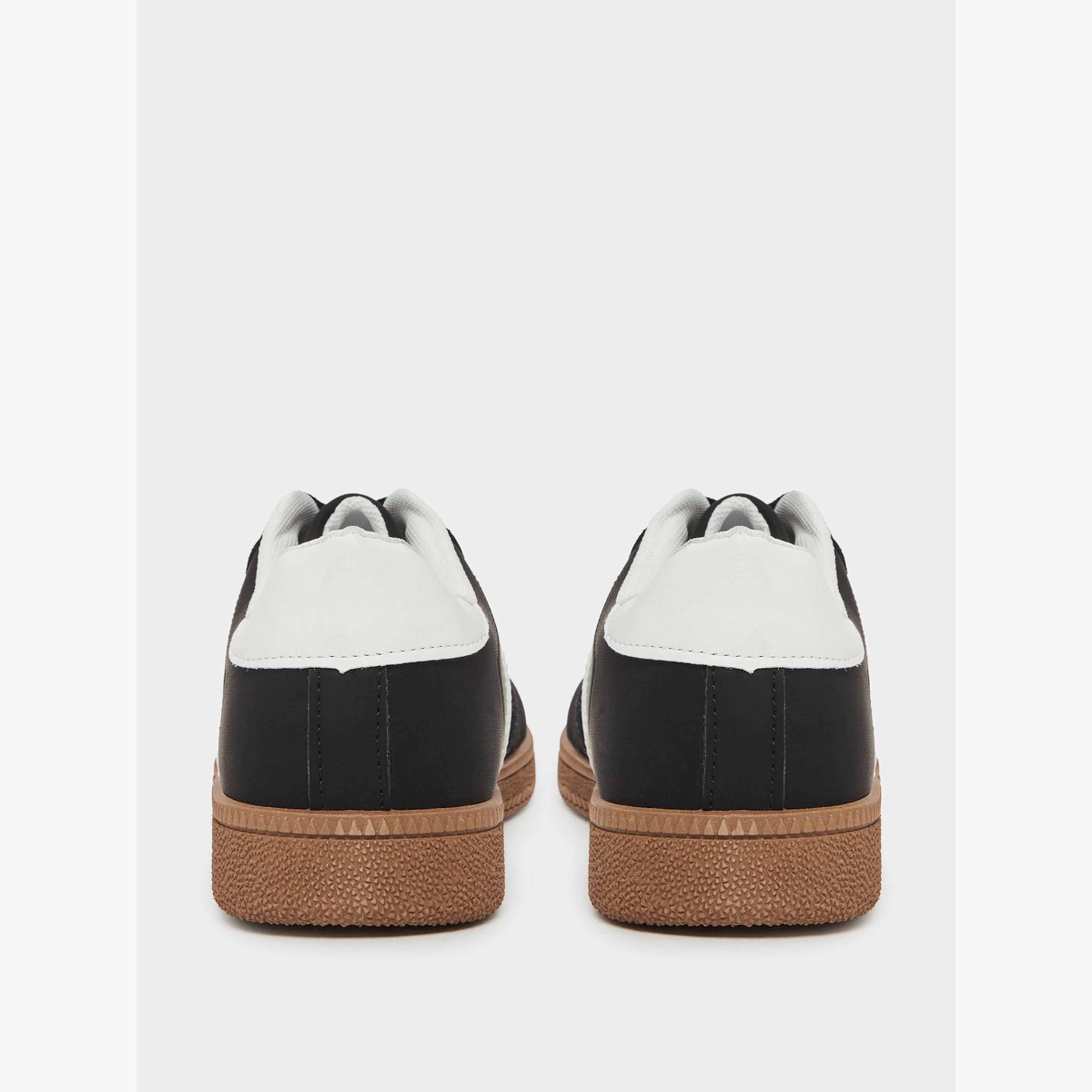 Take Two Black Panelled Lace-Up Sneakers-women-shoes-sneakers-image-5