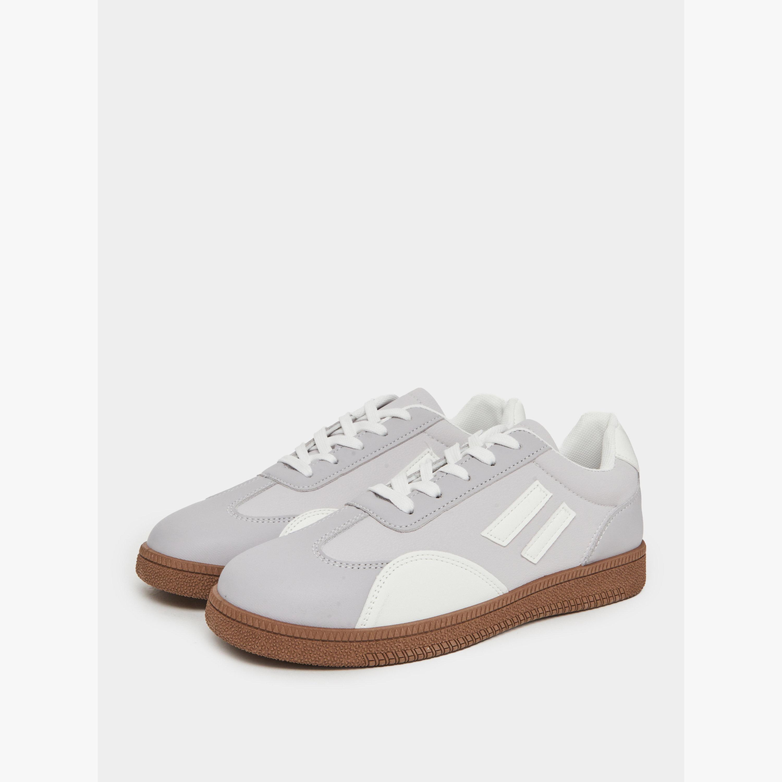 Take Two Grey Color Block Lace-Up Sneakers-women-shoes-sneakers-image-1