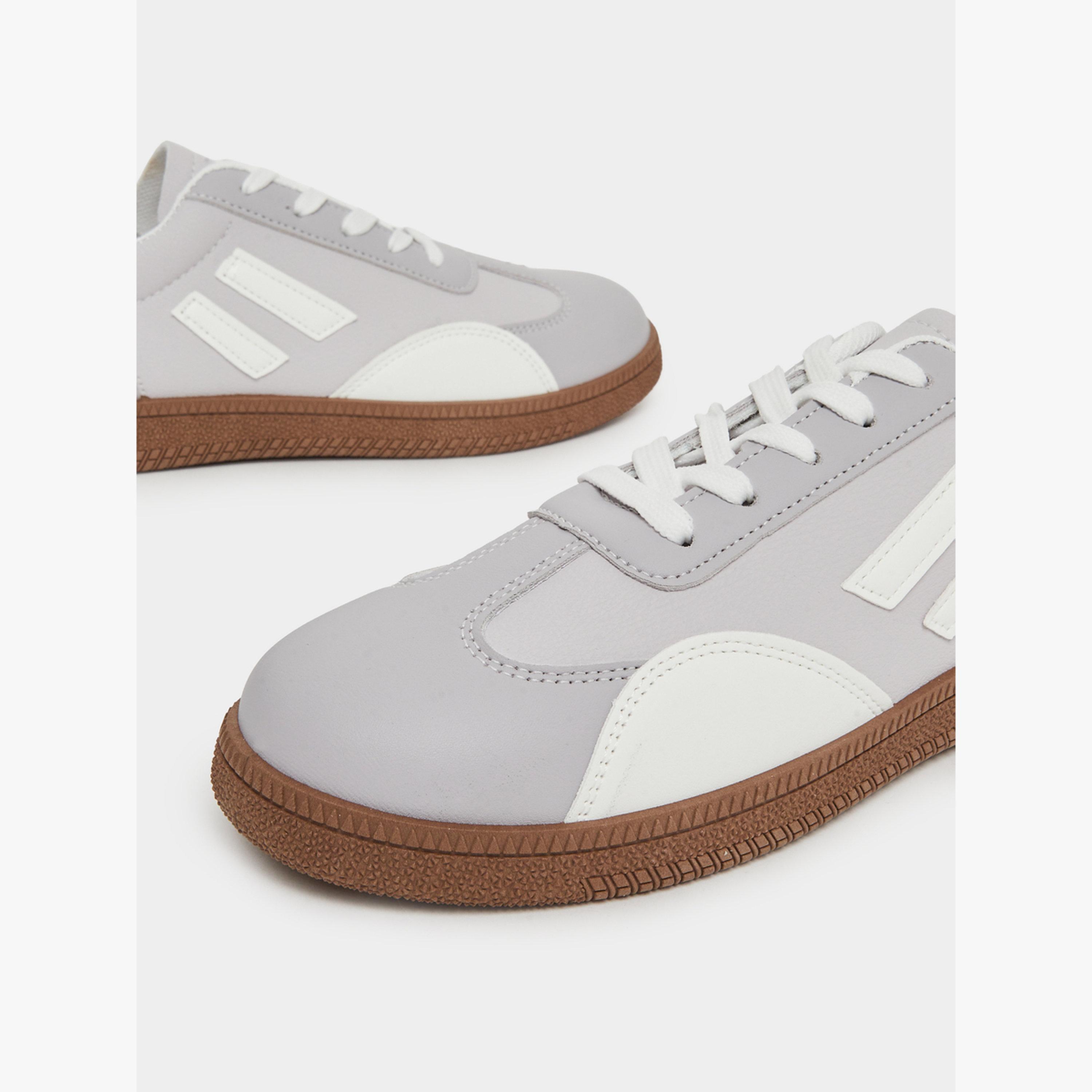 Take Two Grey Color Block Lace-Up Sneakers-women-shoes-sneakers-image-4