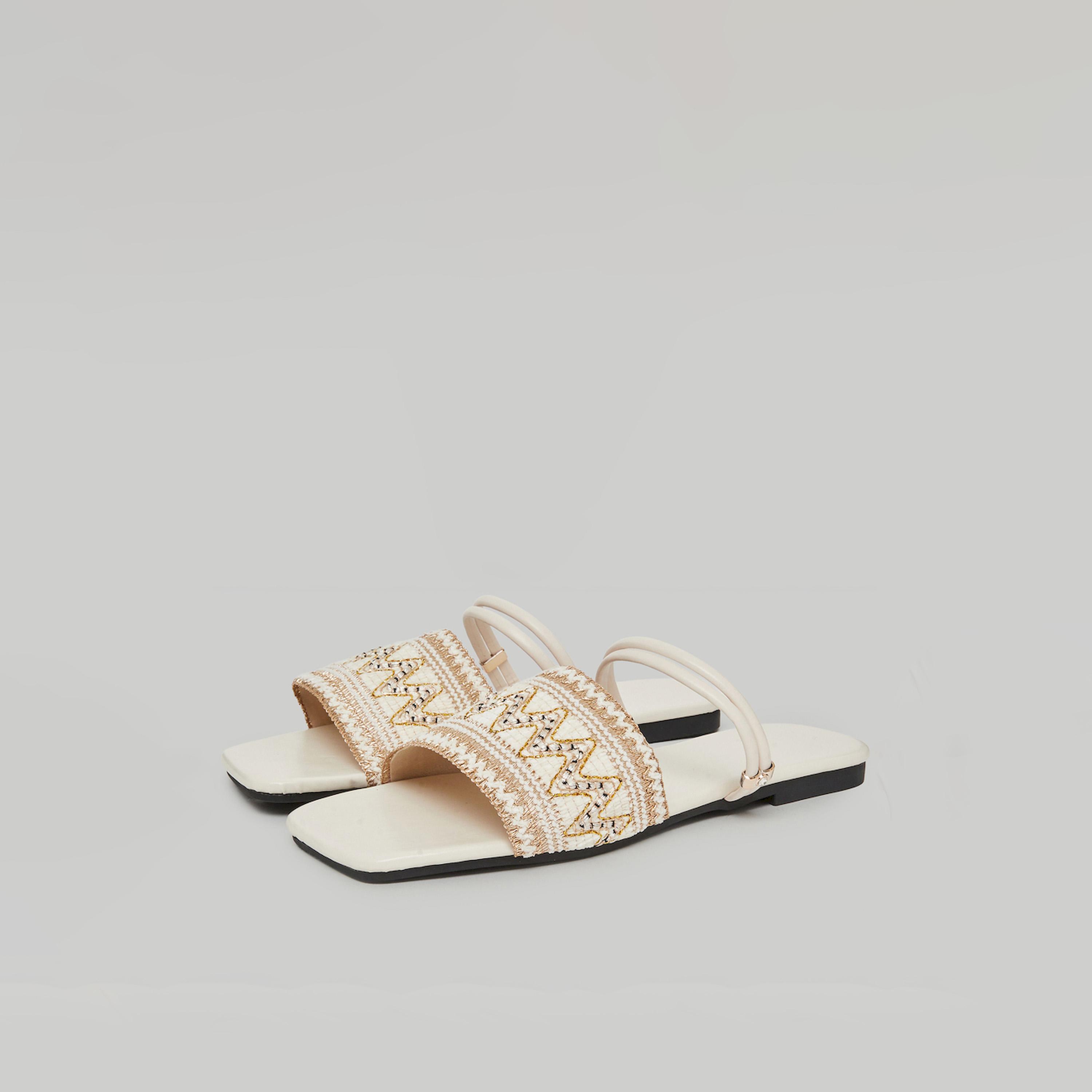 Take Two White Embroidered Slip-On Flat Sandals-women-shoes-sandals-flats-image-1
