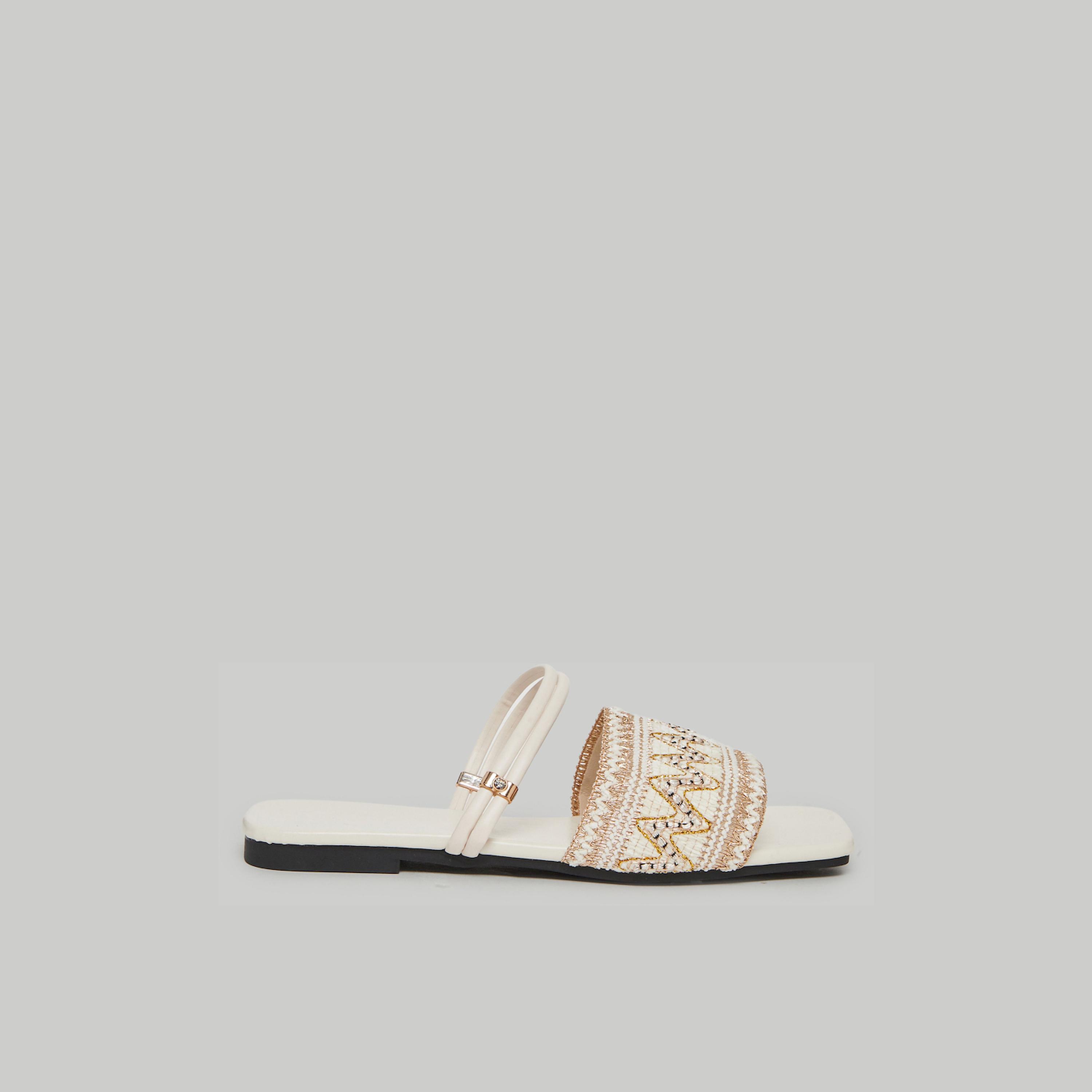 Take Two White Embroidered Slip-On Flat Sandals-women-shoes-sandals-flats-image-2