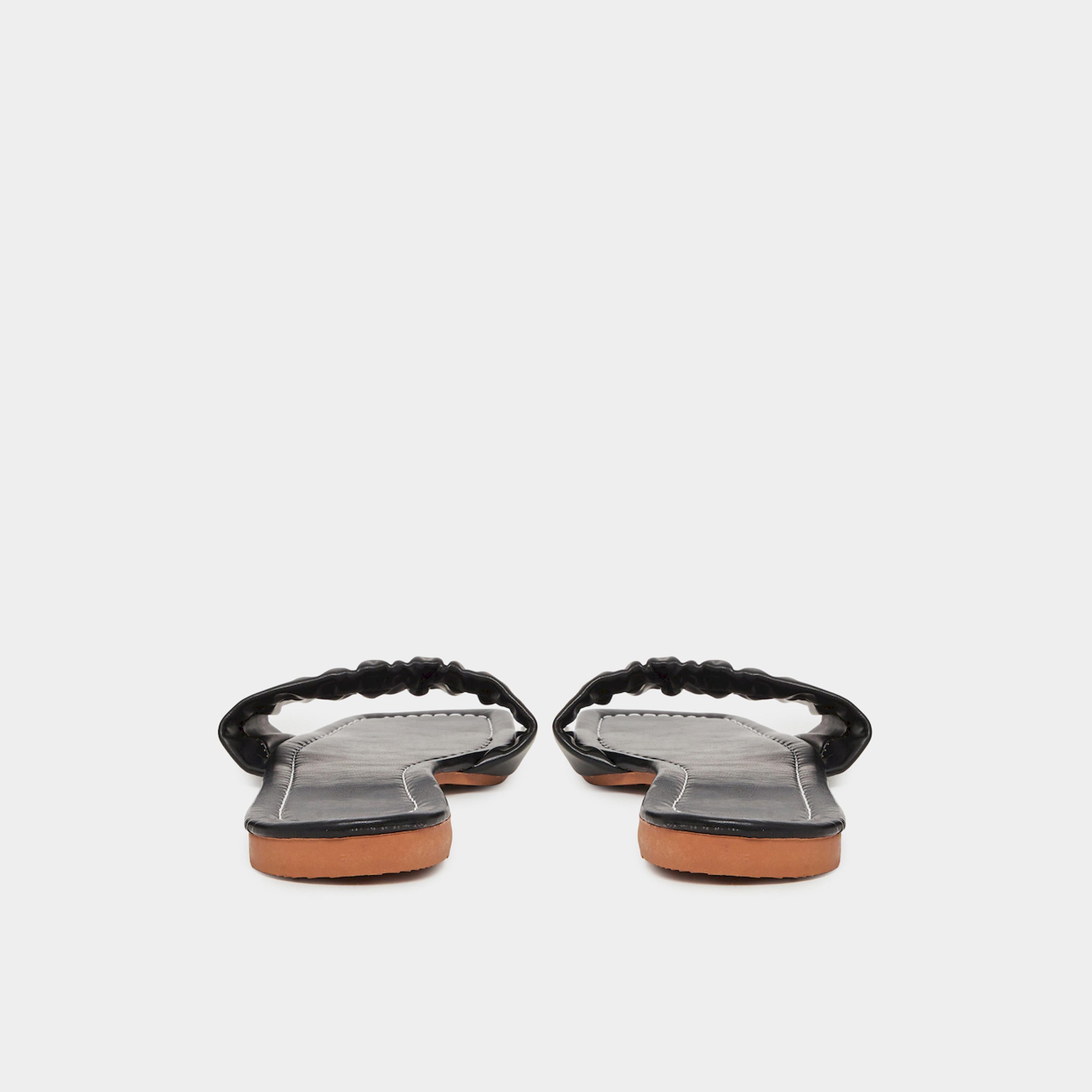 Take Two Black Pleated Slip-On Flat Sandals-women-shoes-sandals-flats-image-4